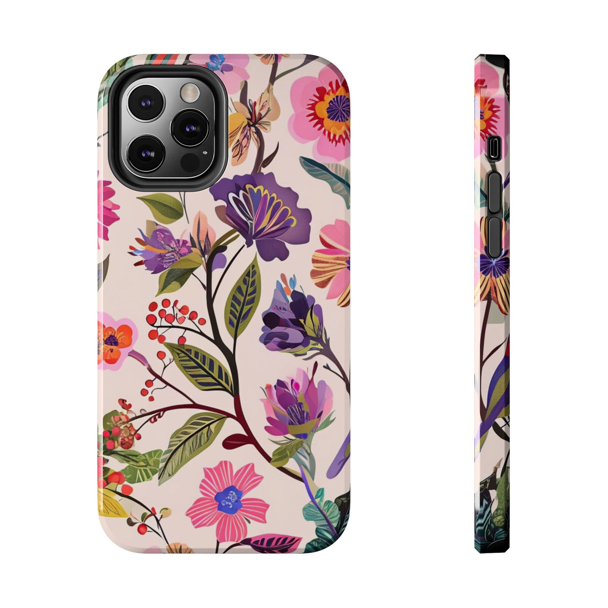 Floral Tough Phone Case – Colorful Botanical Flower Design