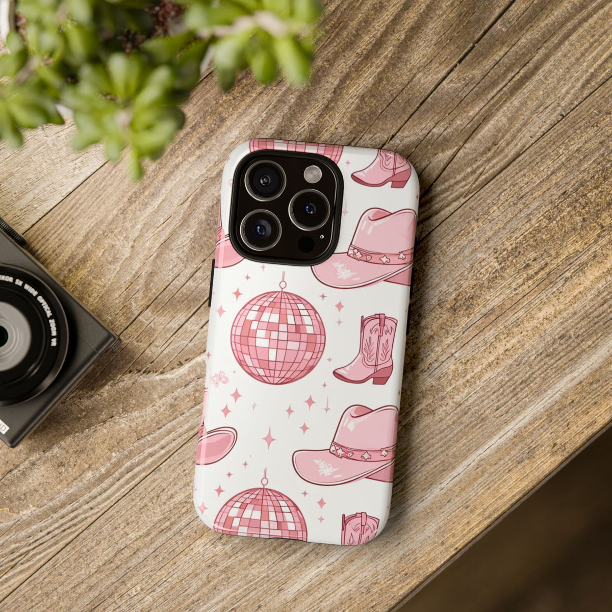 Pink Cowboy Boots & Disco Balls Tough Phone Case