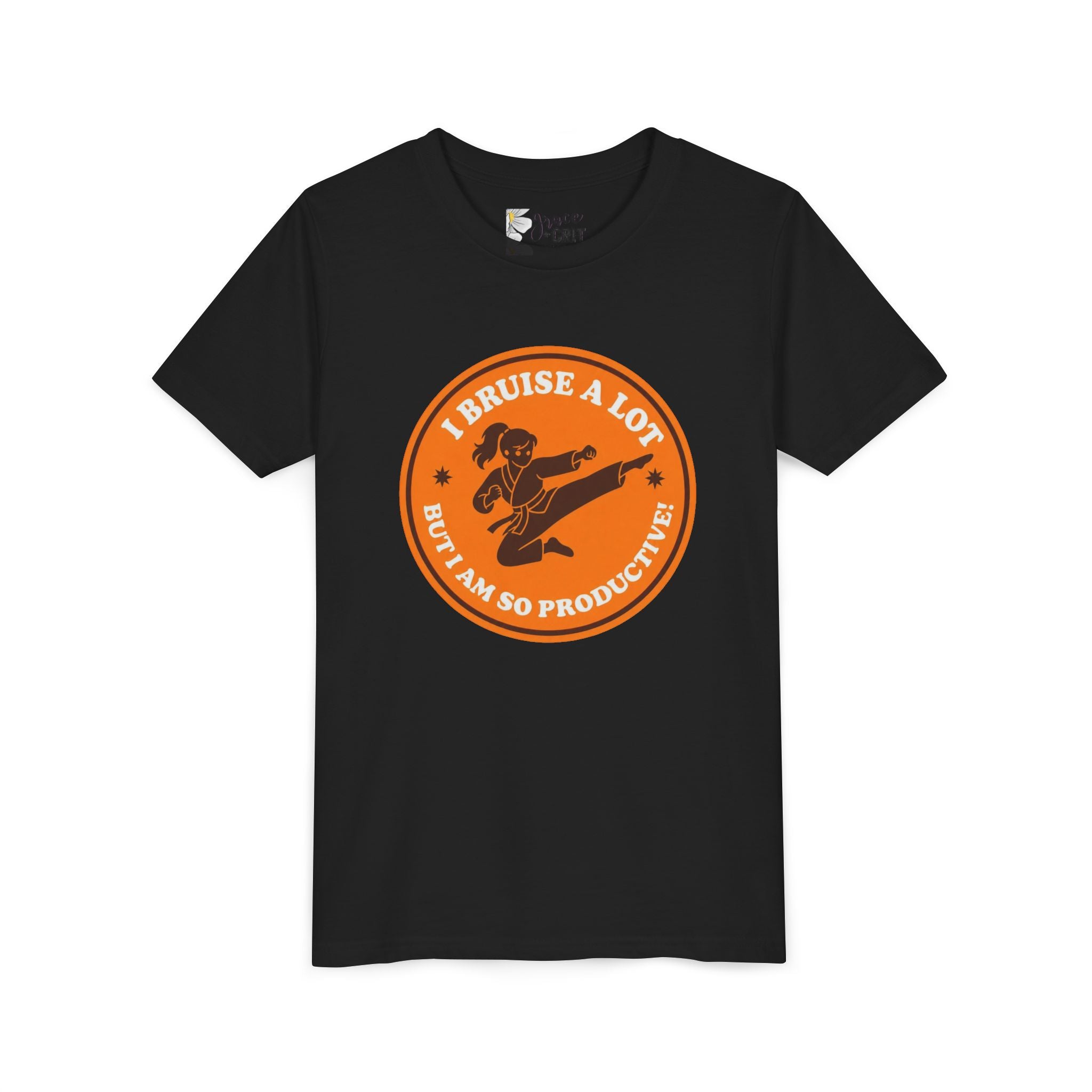 Youth Tee – "I Bruise a Lot But I Am So Productive" Martial Arts Graphic