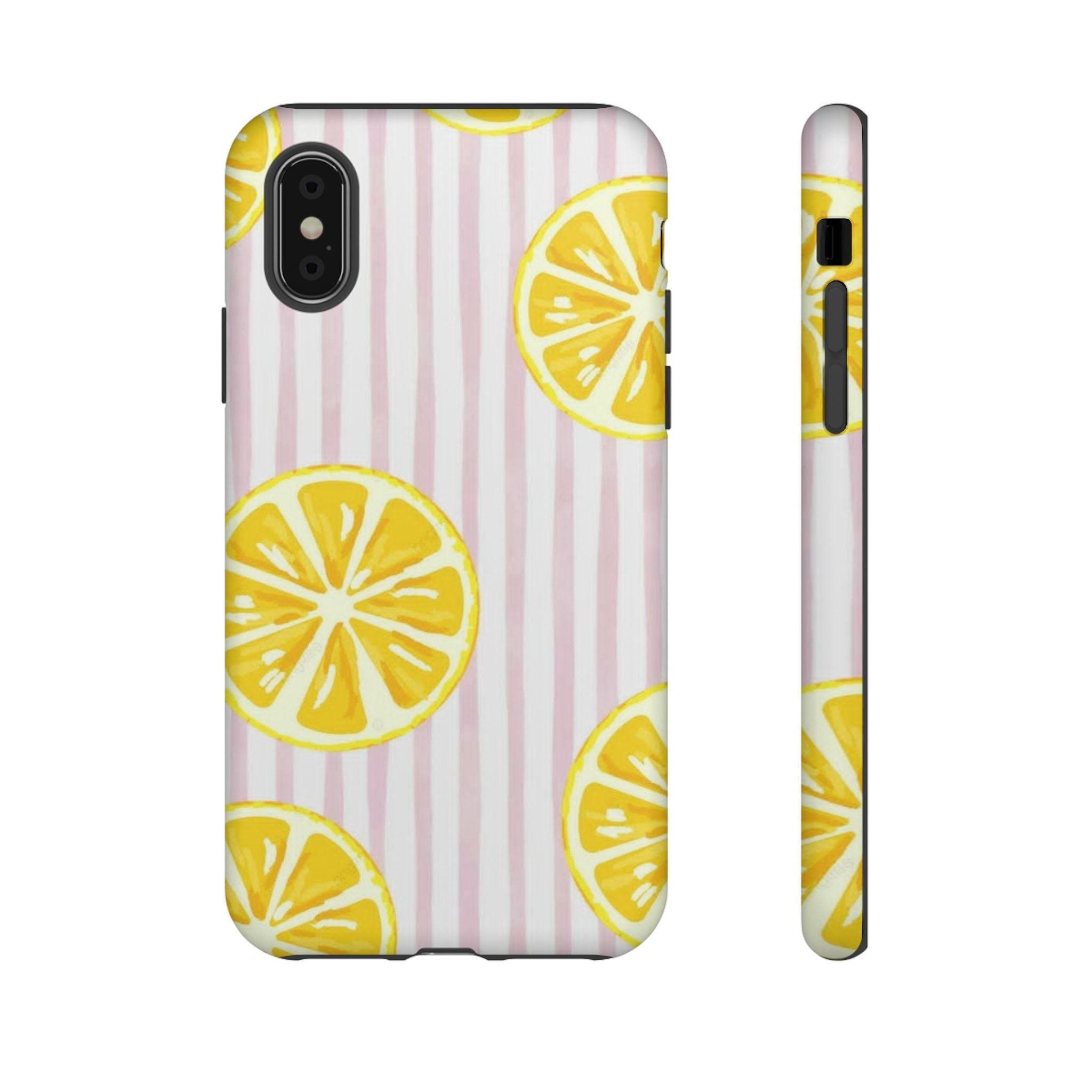 Lemon Slices Tough Case — Cute Pink Stripe Phone Cover