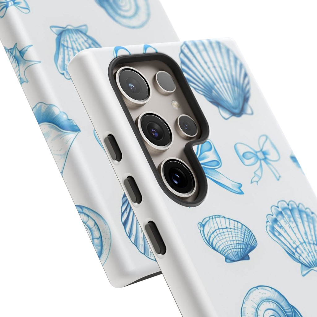 Seaside Shells Phone Case — Blue Nautical Shell & Starfish Pattern