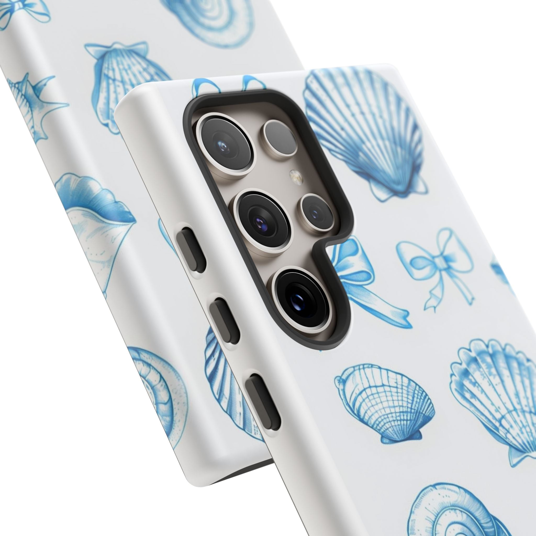 Seaside Shells Phone Case — Blue Nautical Shell & Starfish Pattern