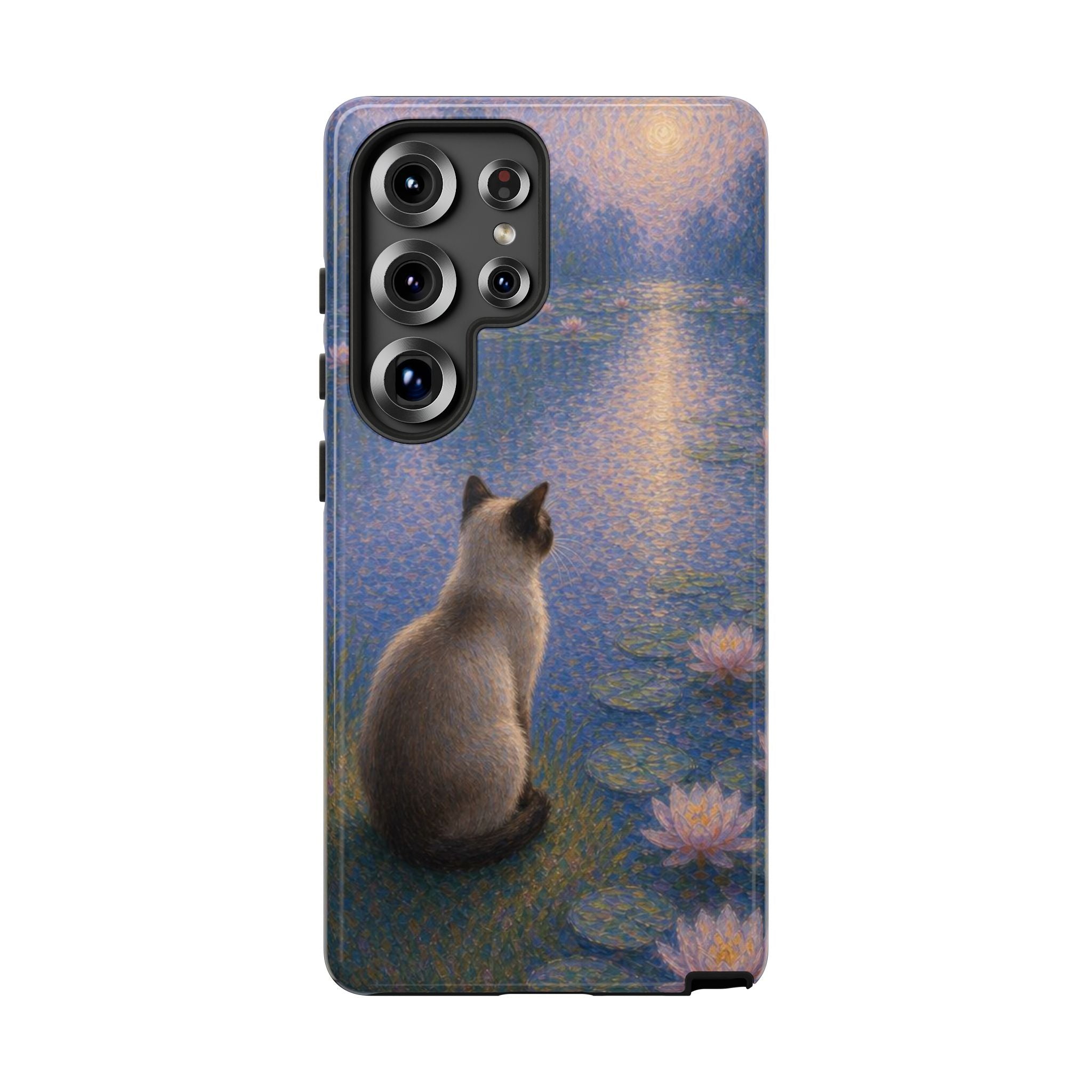 Cat Moonlight Phone Case — Serene Siamese by Lily Pond