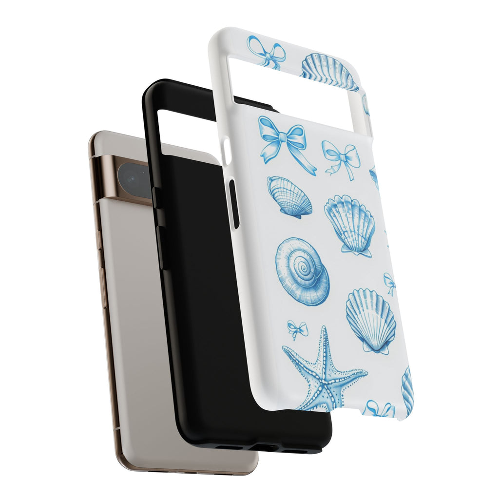 Seaside Shells Phone Case — Blue Nautical Shell & Starfish Pattern