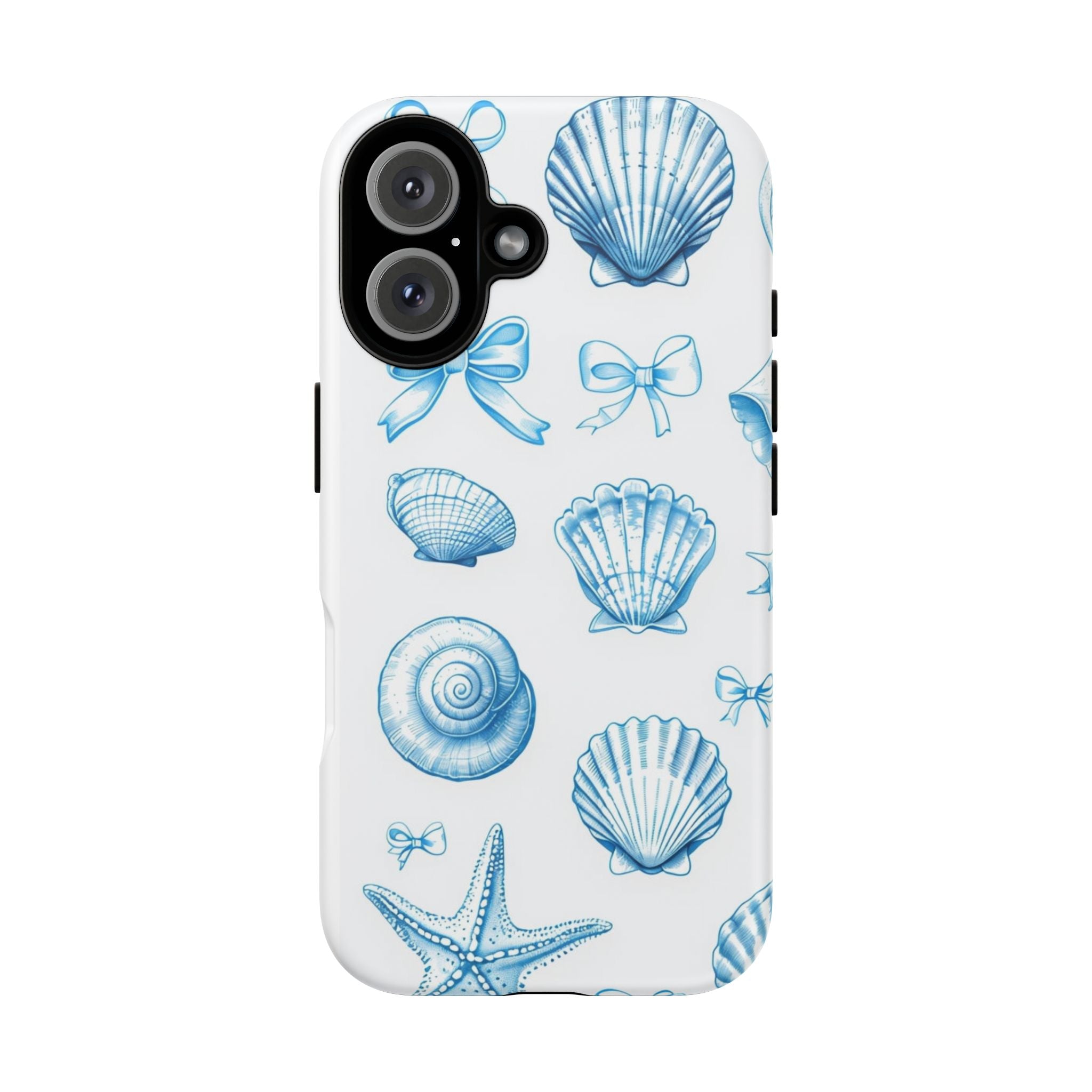 Seaside Shells Phone Case — Blue Nautical Shell & Starfish Pattern