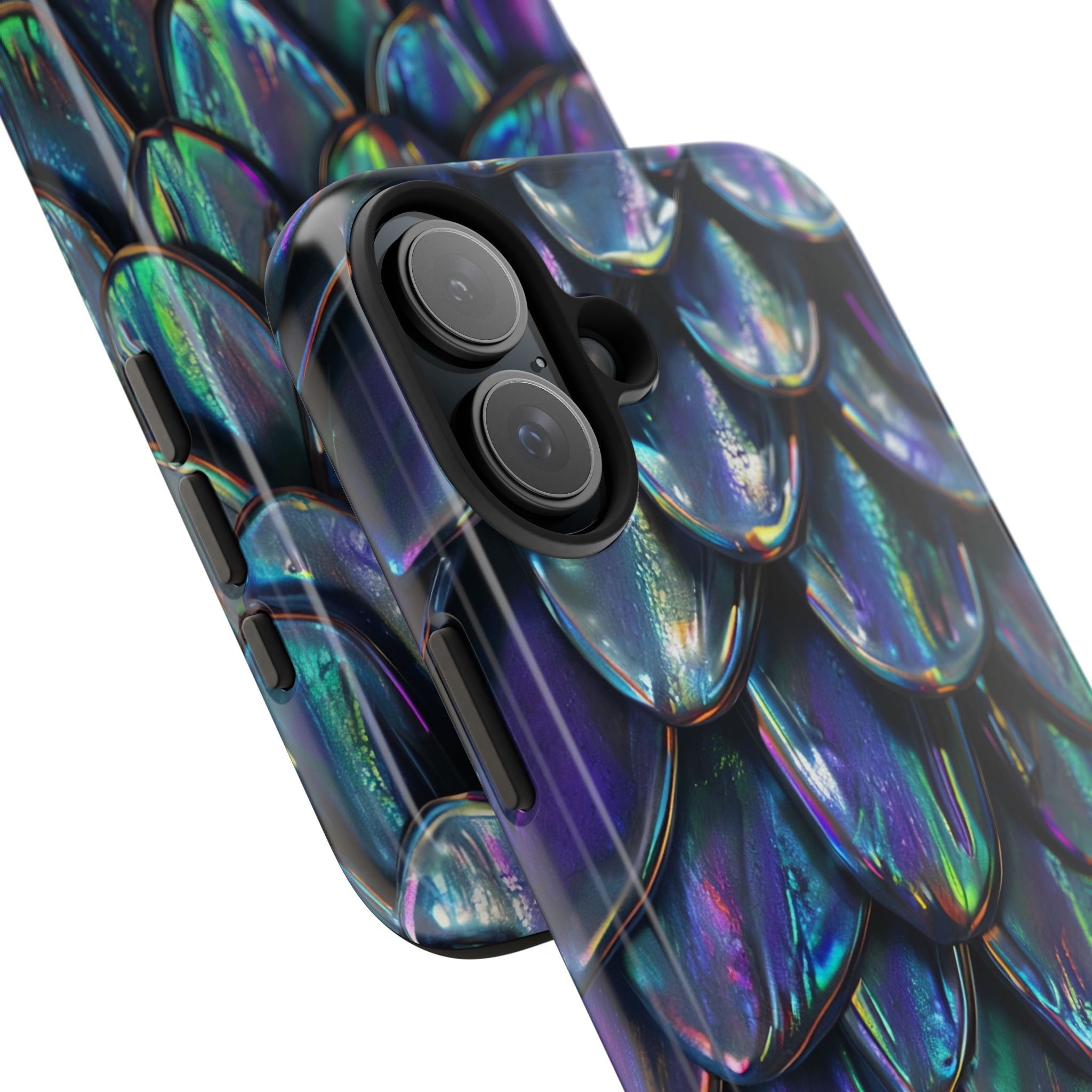Holographic Mermaid Scale Tough Phone Case — Iridescent Protective Phone Cover
