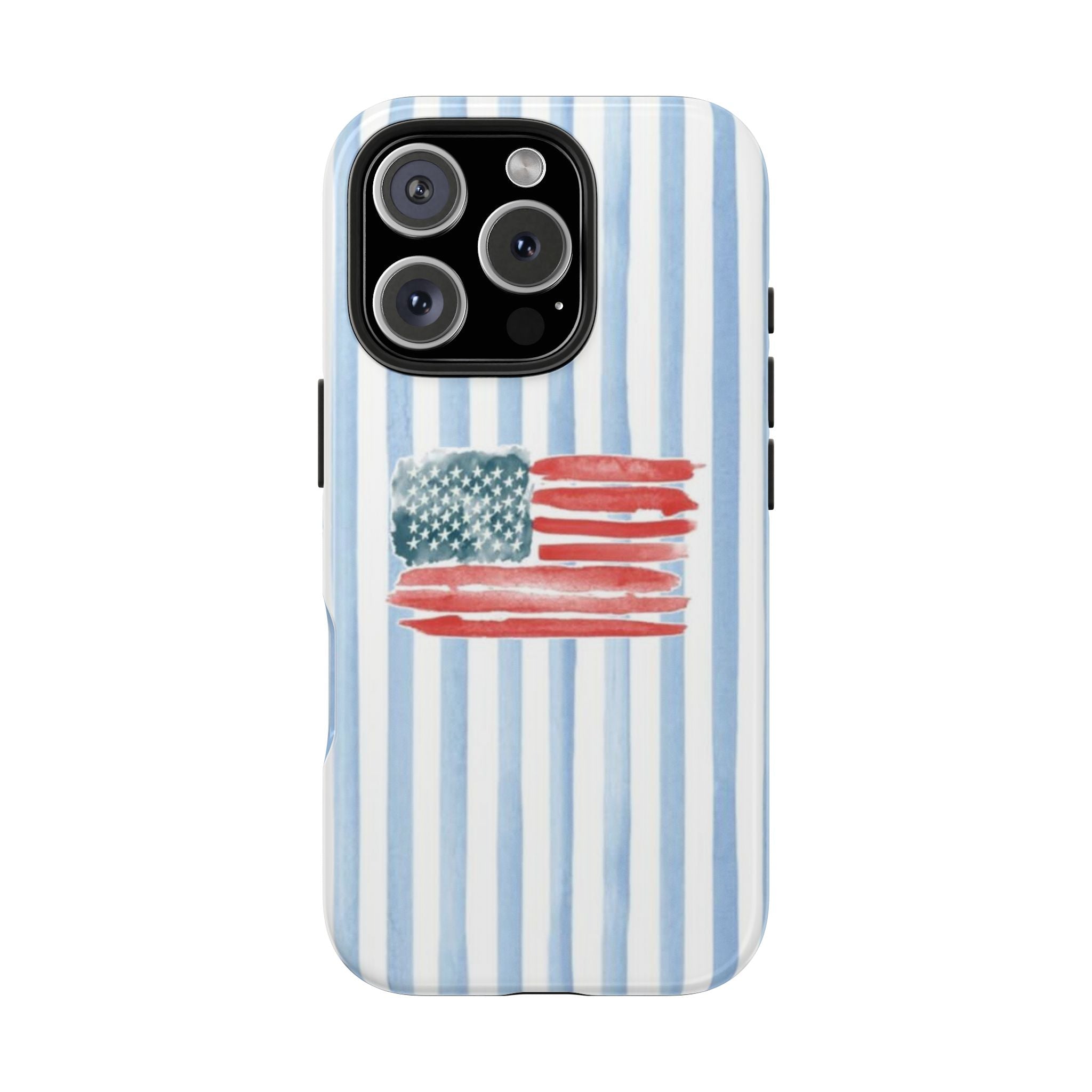 American Flag Watercolor Tough Phone Case — Blue Striped Patriotic Phone Case
