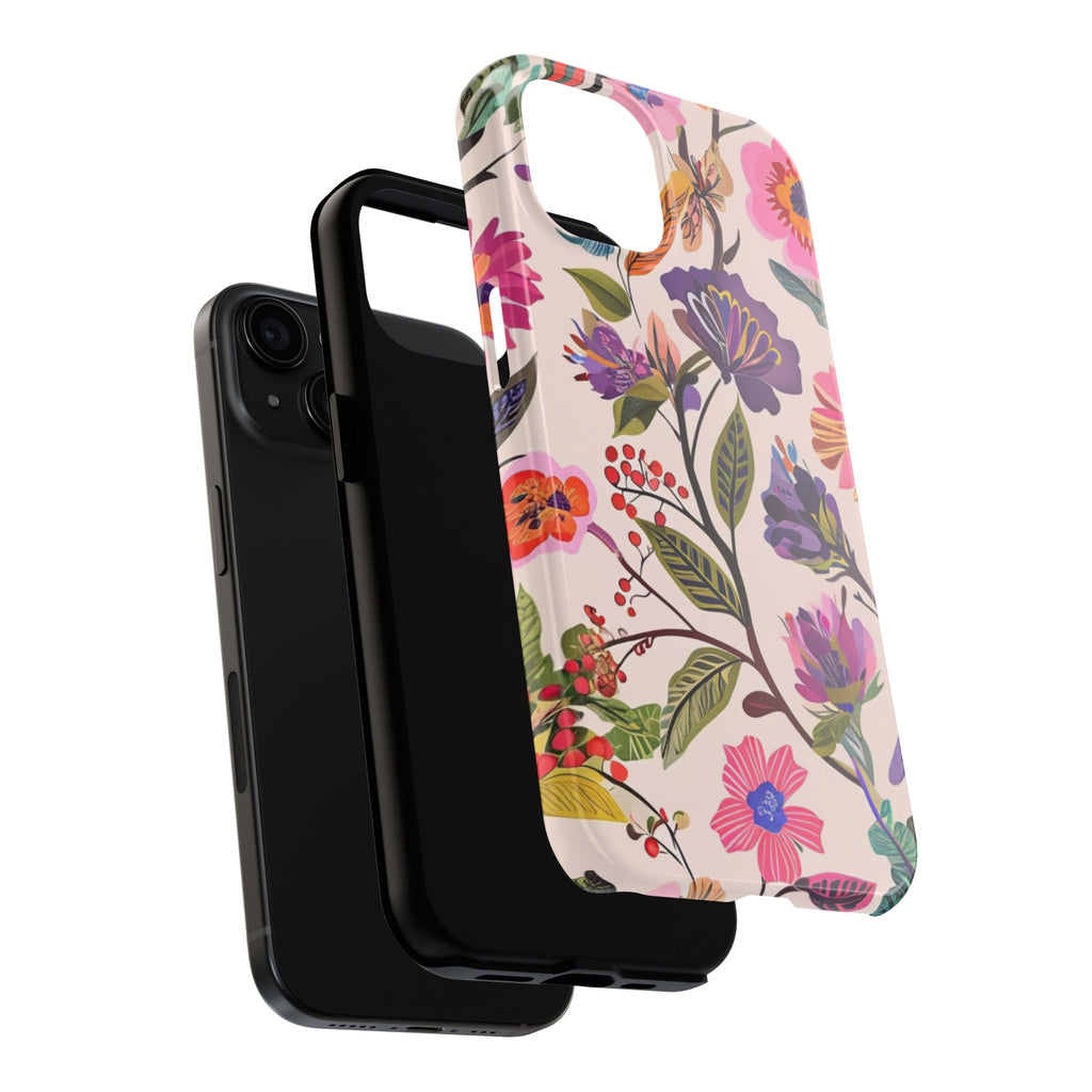 Floral Tough Phone Case – Colorful Botanical Flower Design