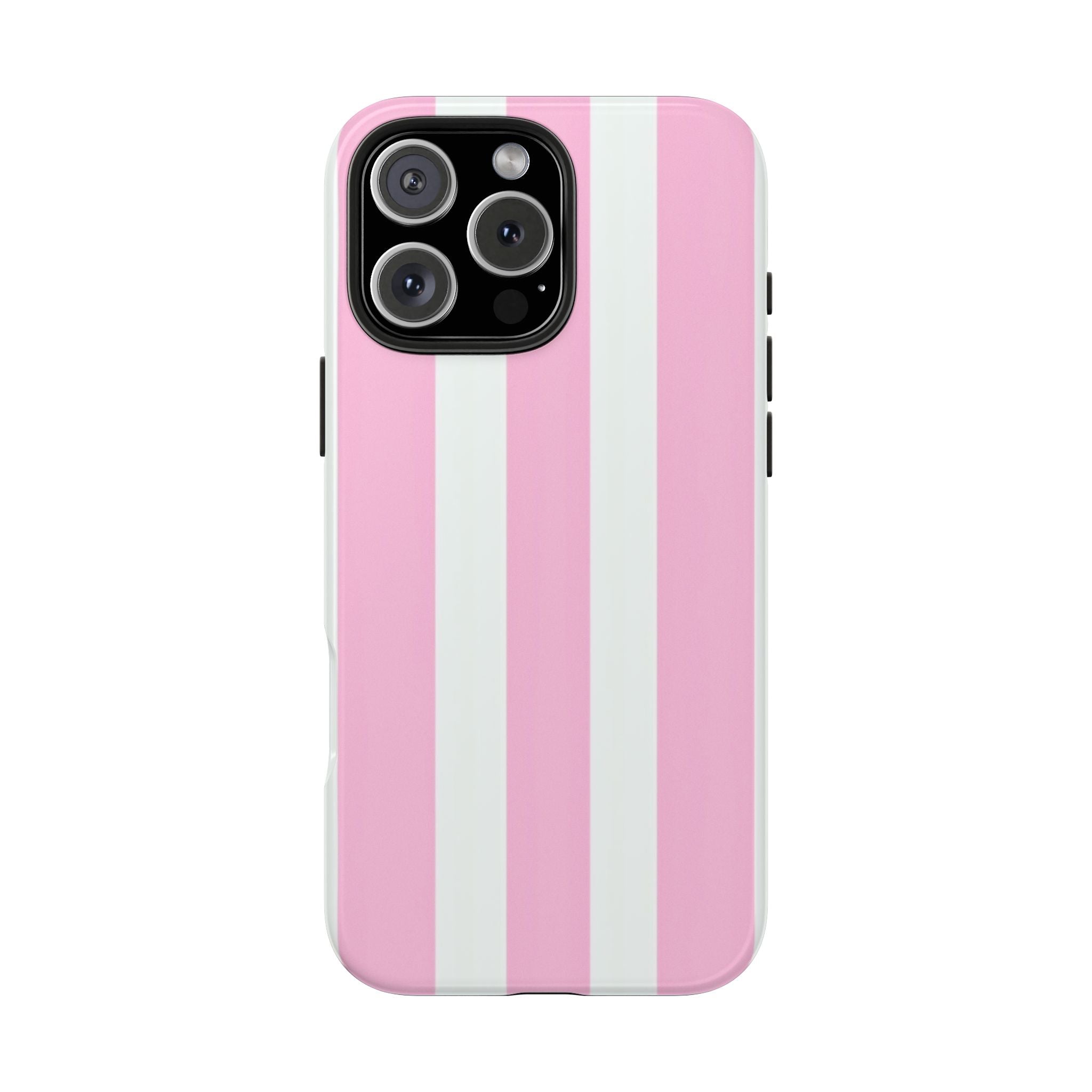 Pink & White Stripe Tough Phone Case — Protective Stripe iPhone Cover