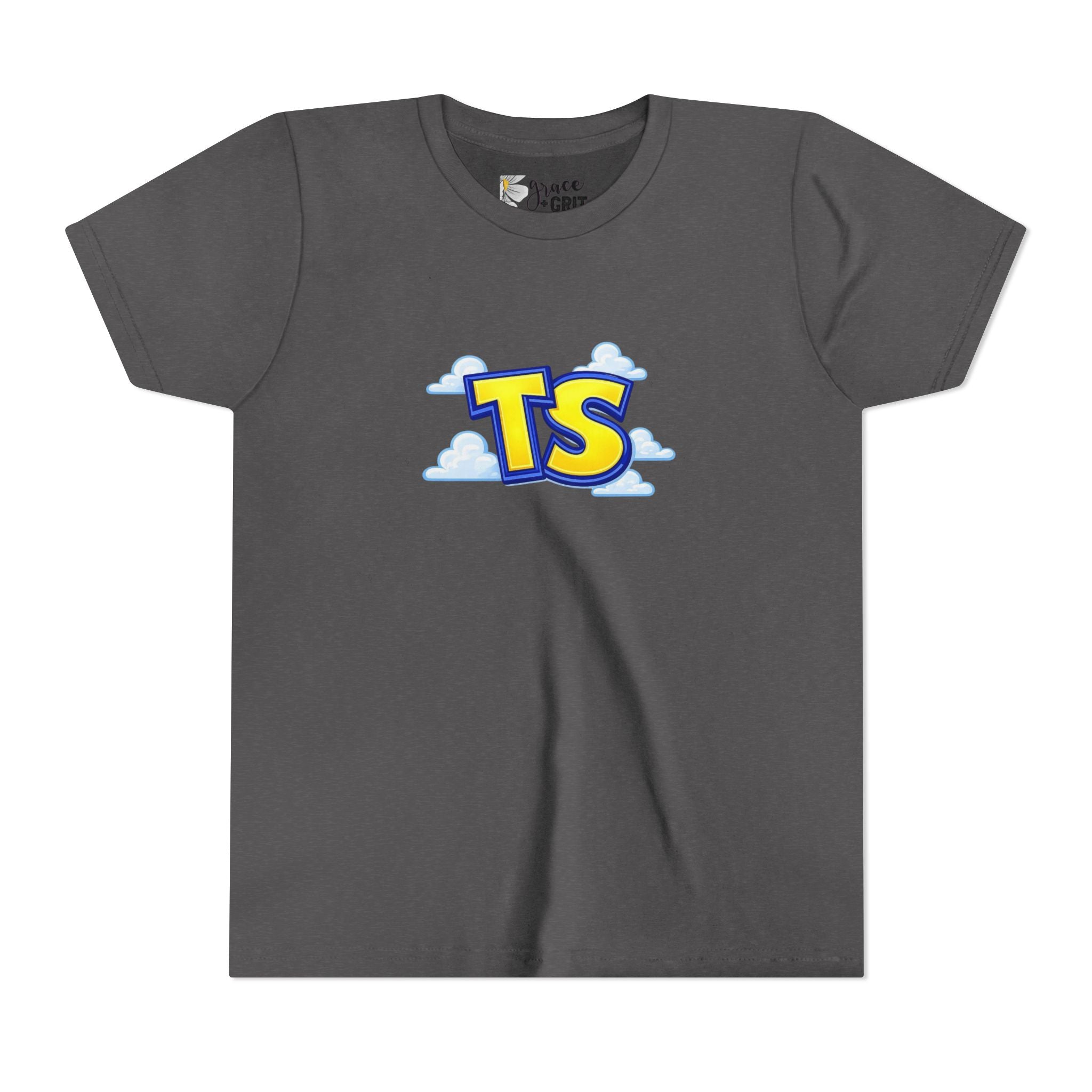 Youth Tee — Playful 'TS' Cloud Logo Kids T-Shirt