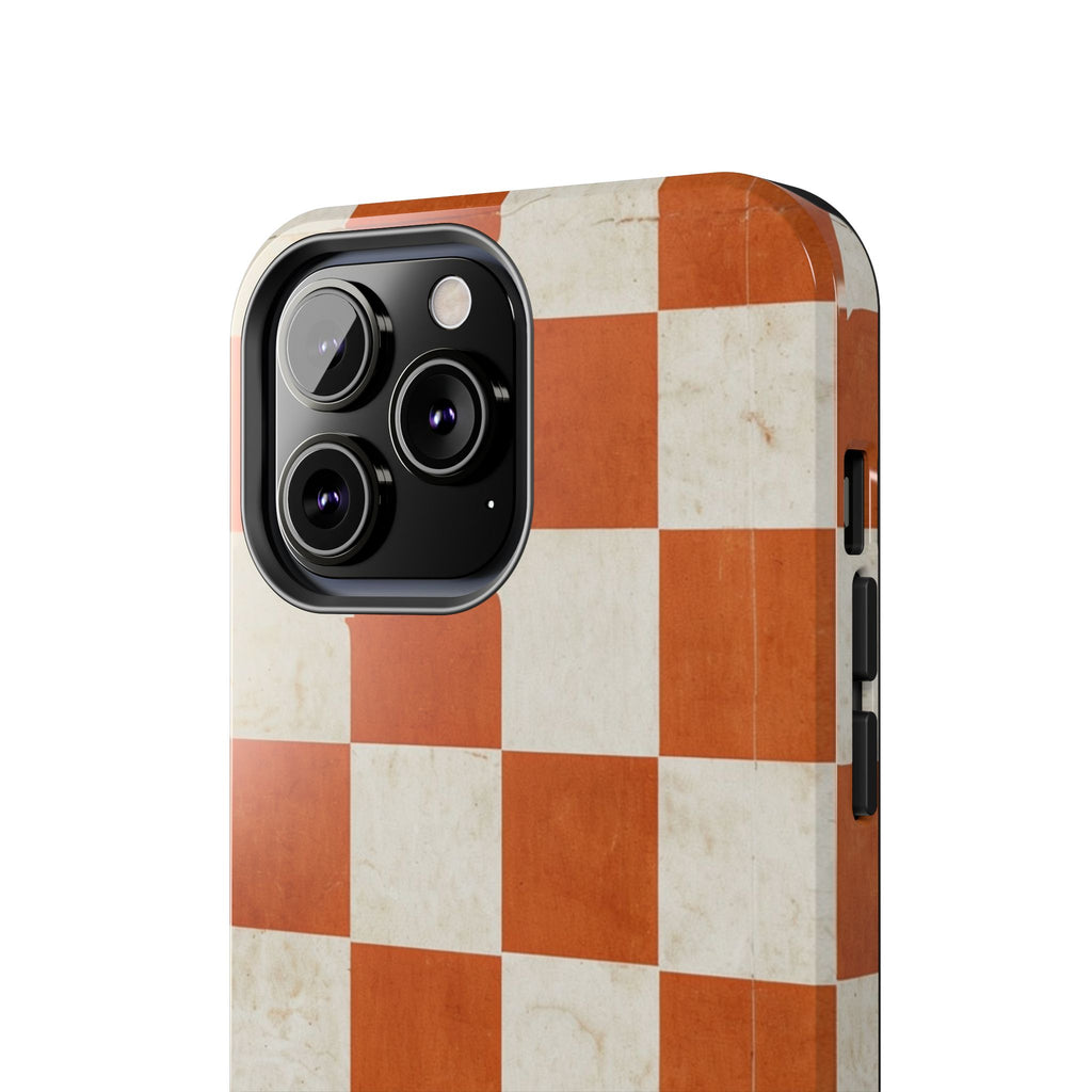 Orange and Cream Checkerboard Tough Phone Case