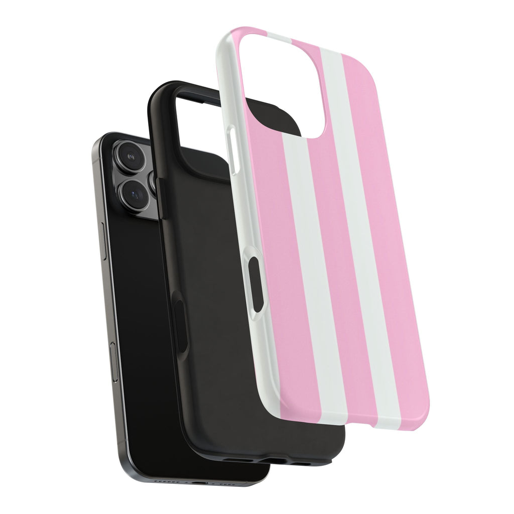 Pink & White Stripe Tough Phone Case — Protective Stripe iPhone Cover