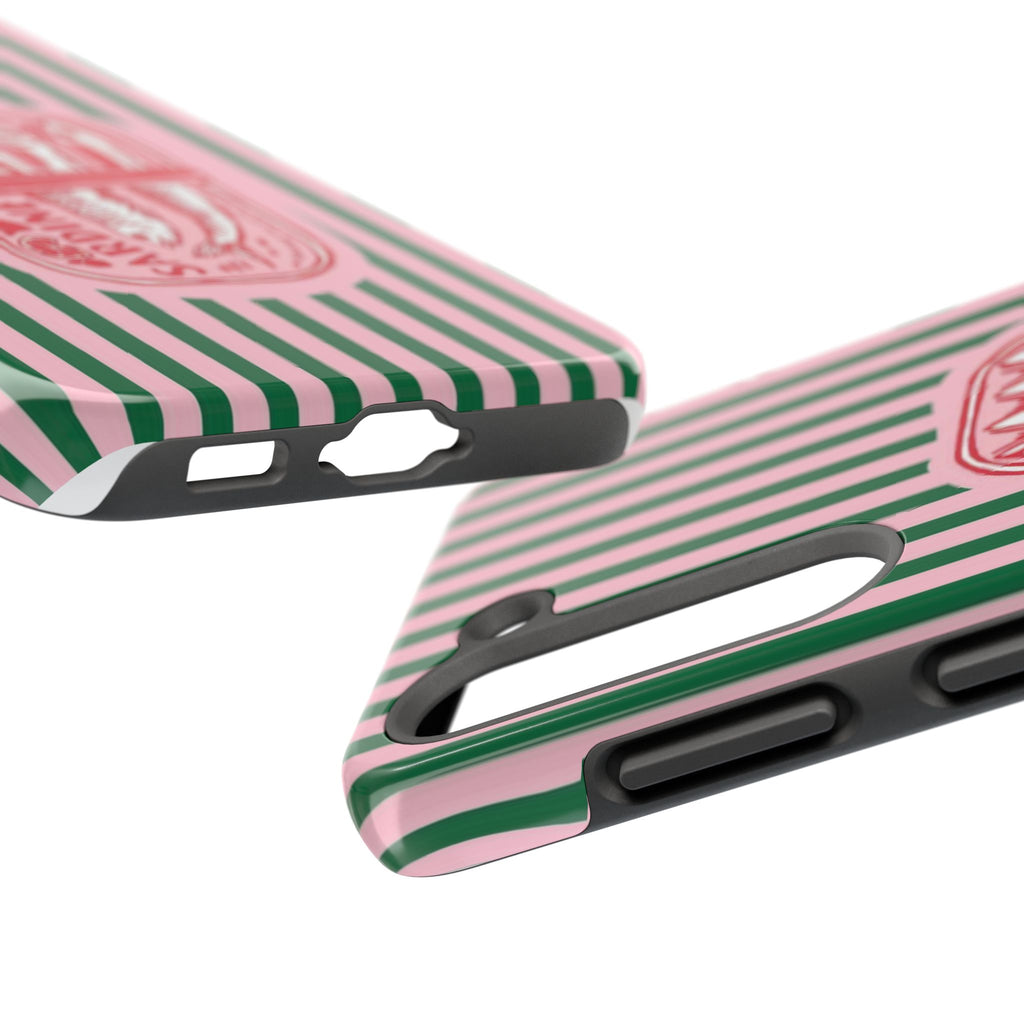 Sardine Stripes Tough Phone Case — Retro Pink & Green Protective Phone Cover