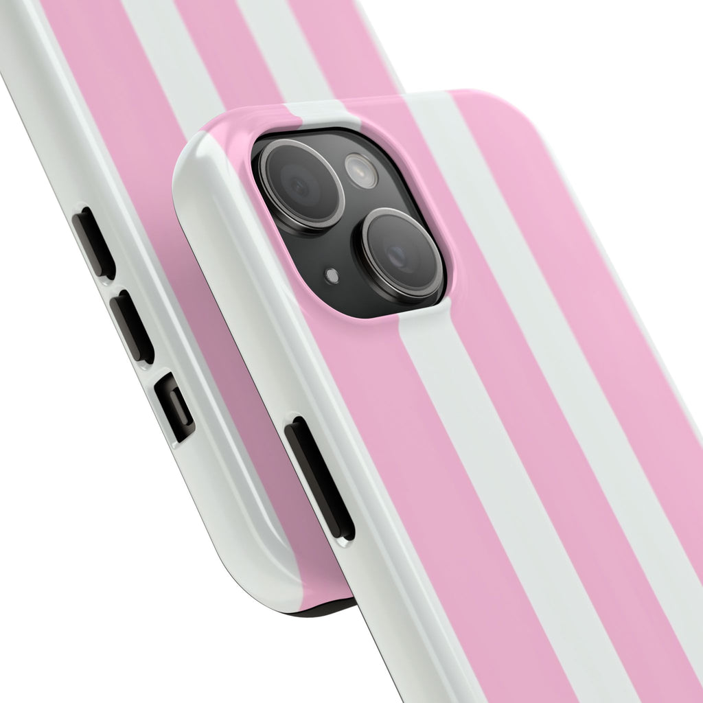 Pink & White Stripe Tough Phone Case — Protective Stripe iPhone Cover