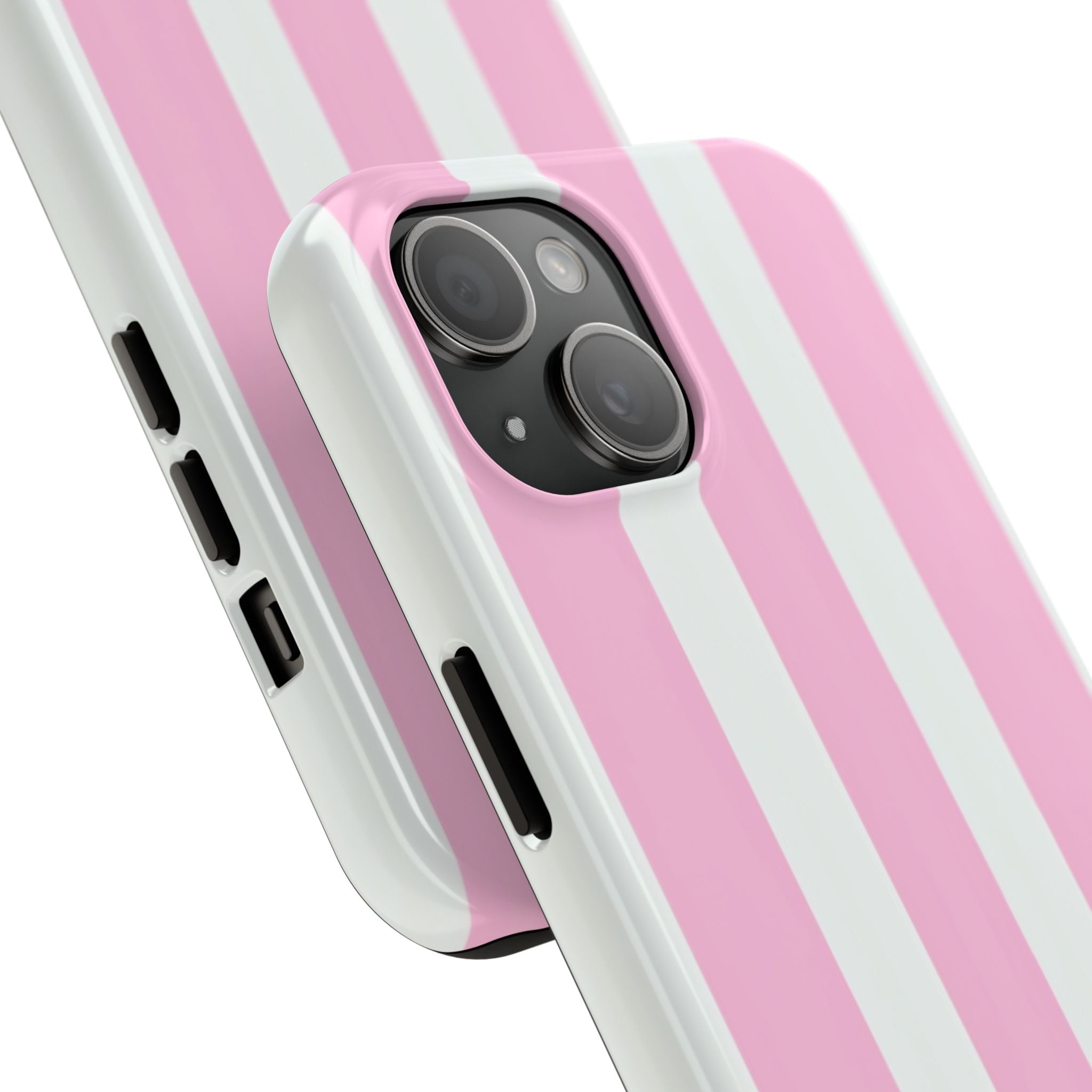Pink & White Stripe Tough Phone Case — Protective Stripe iPhone Cover