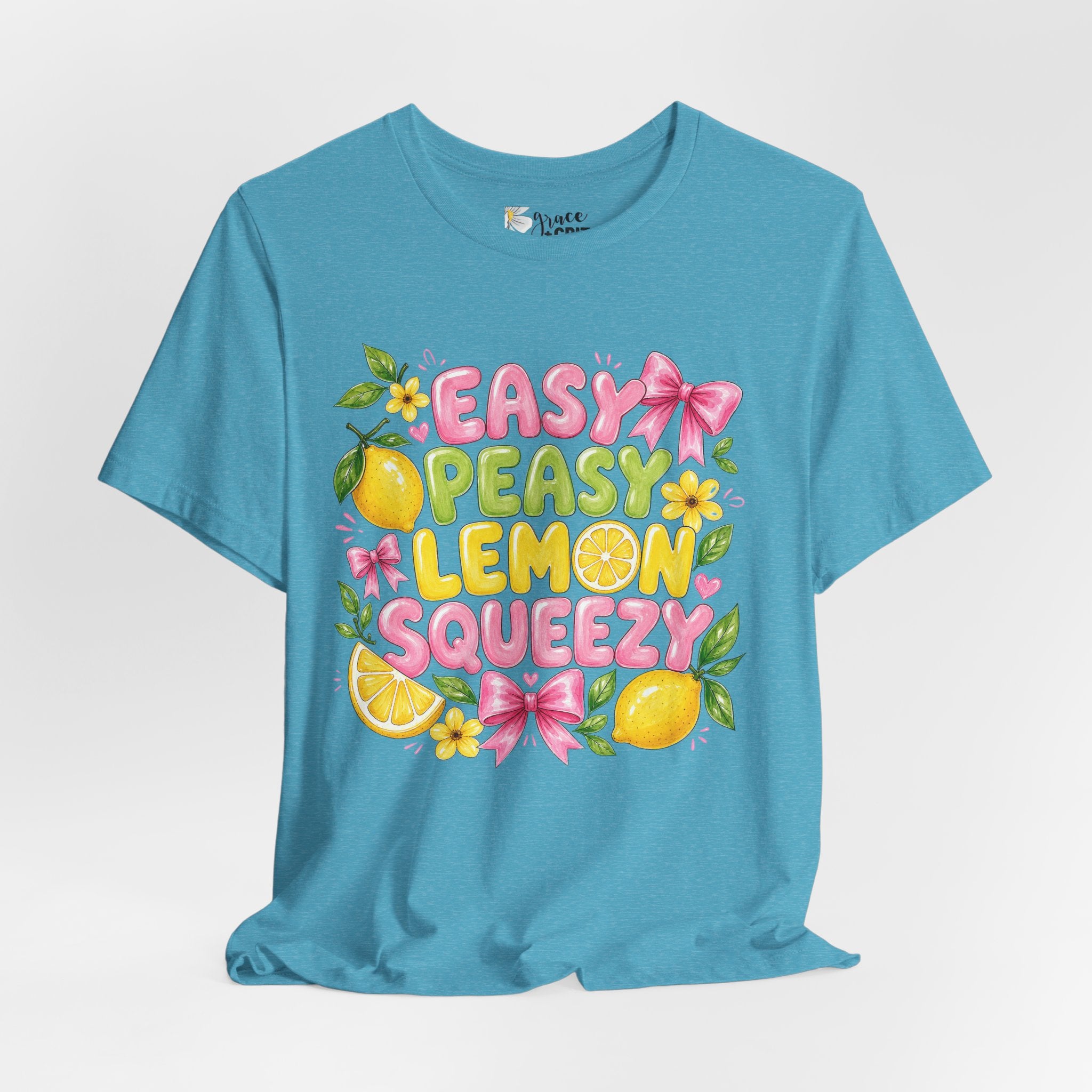 Easy Peasy Lemon Squeezy T-Shirt — Cute Citrus Floral Graphic Tee