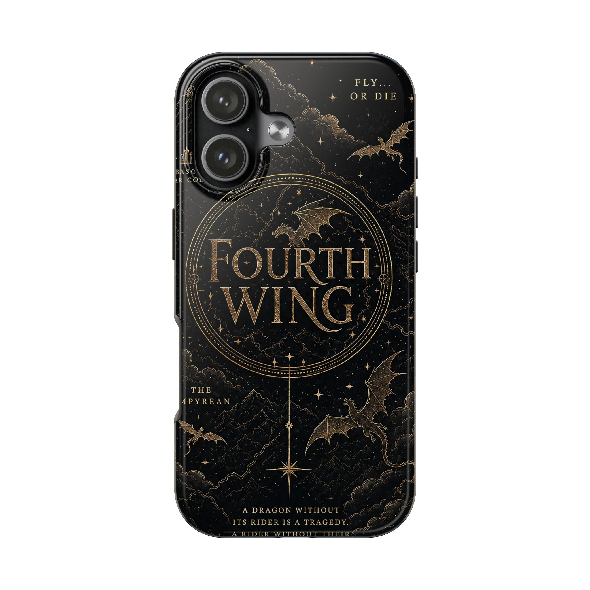 Fourth Wing Tough Phone Case — Dark Fantasy Dragon Design, 'Fly or Die' Quote