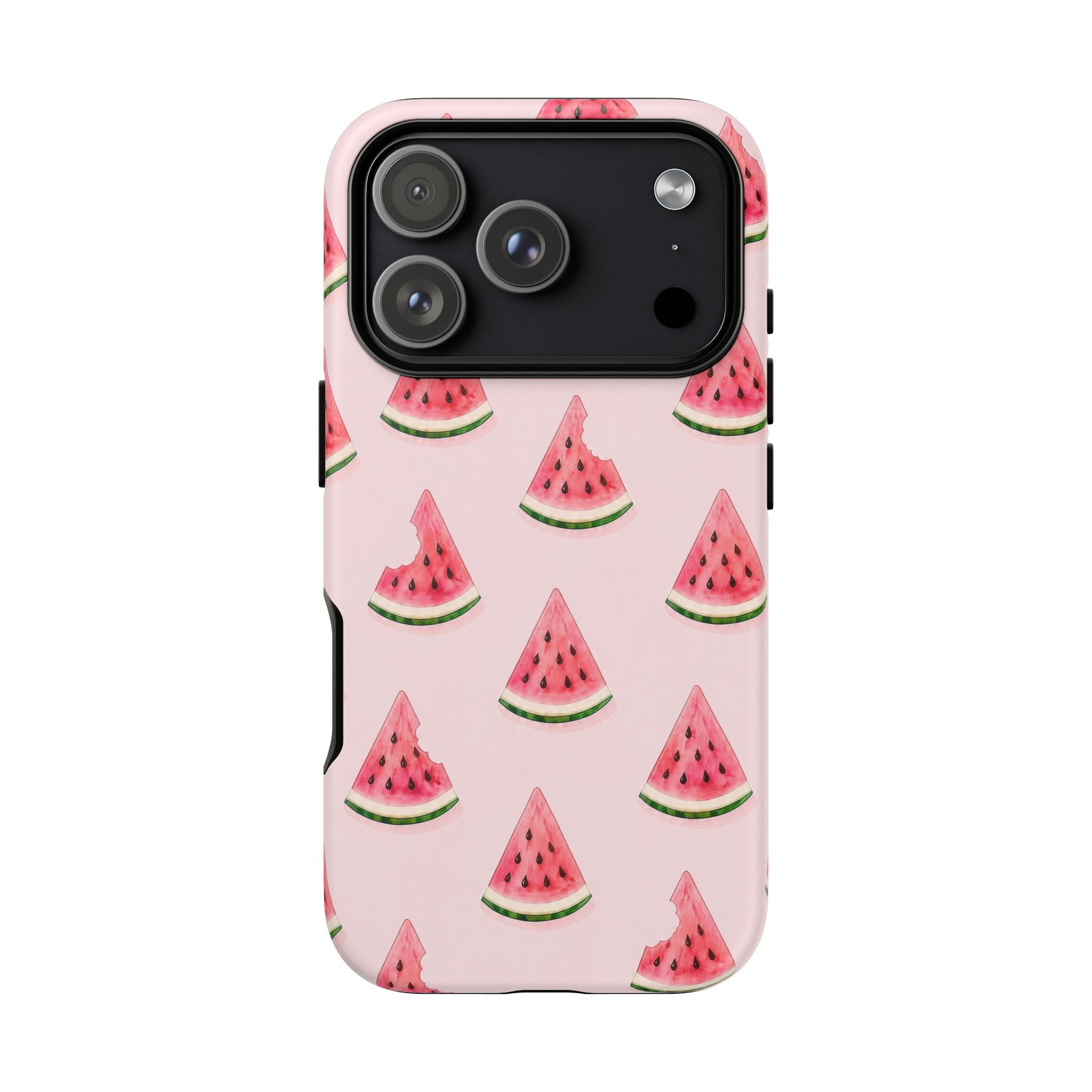 Watermelon Pattern Tough Phone Case — Pink Fruit Slice Protective Case