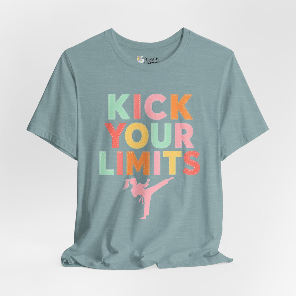Kick Your Limits T-Shirt | Motivational Martial Arts Graphic Tee