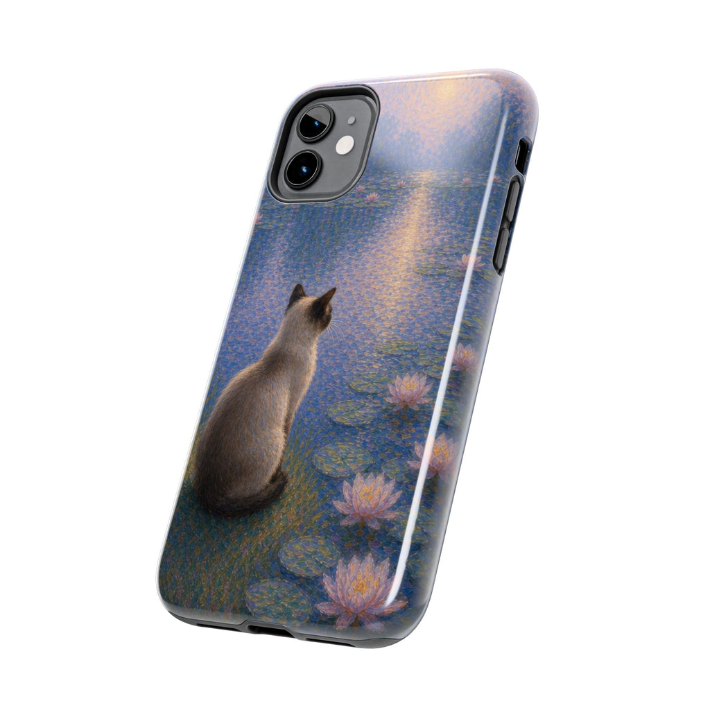Siamese Cat by Moonlight Tough Phone Case – Waterlily Dream Protective Cover