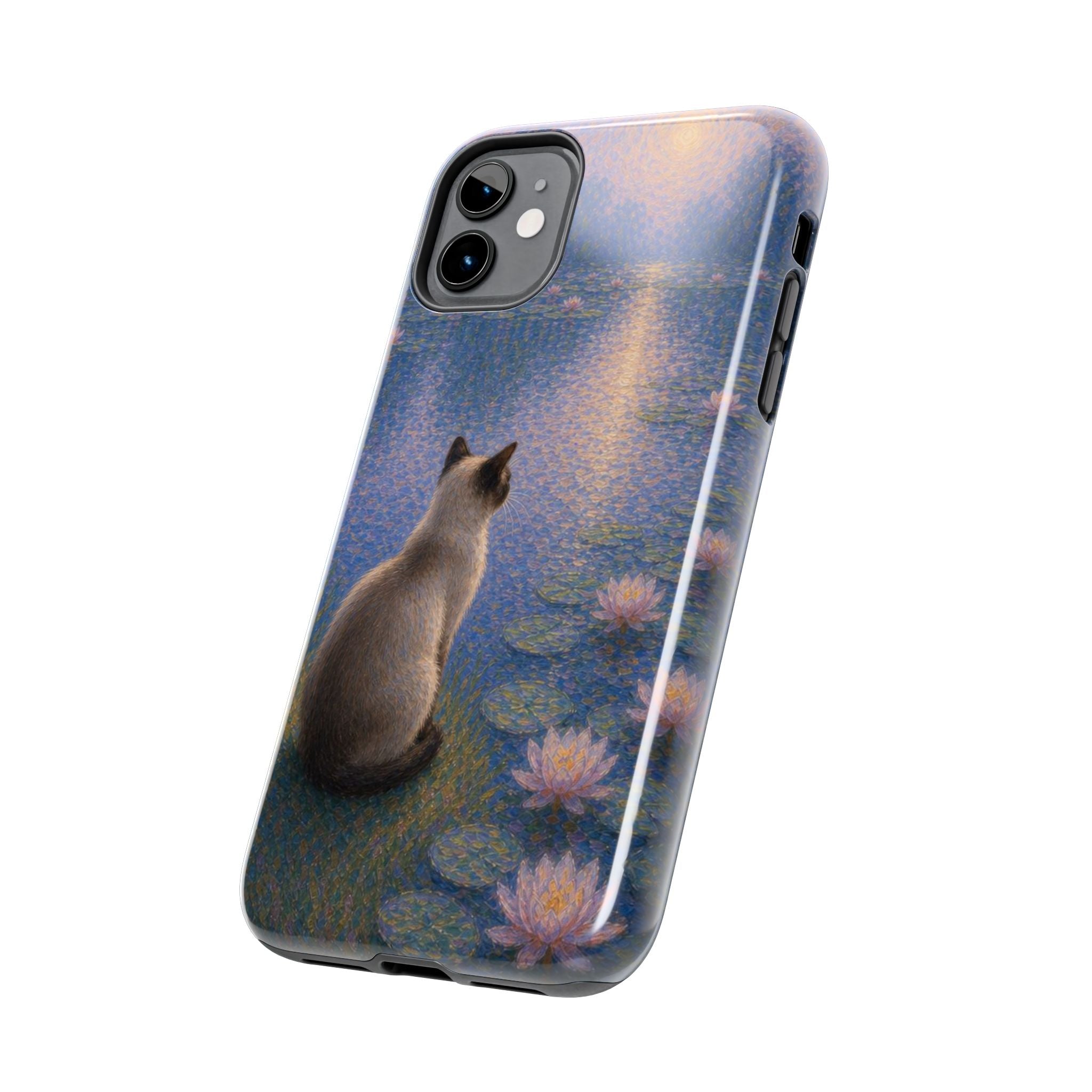 Siamese Cat by Moonlight Tough Phone Case – Waterlily Dream Protective Cover