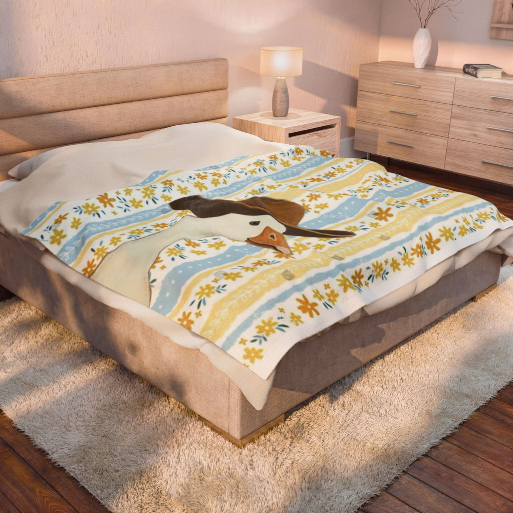 Cowboy Goose Velveteen Plush Blanket – Cute Farm Animal Throw for Nursery & Cozy Home Decor