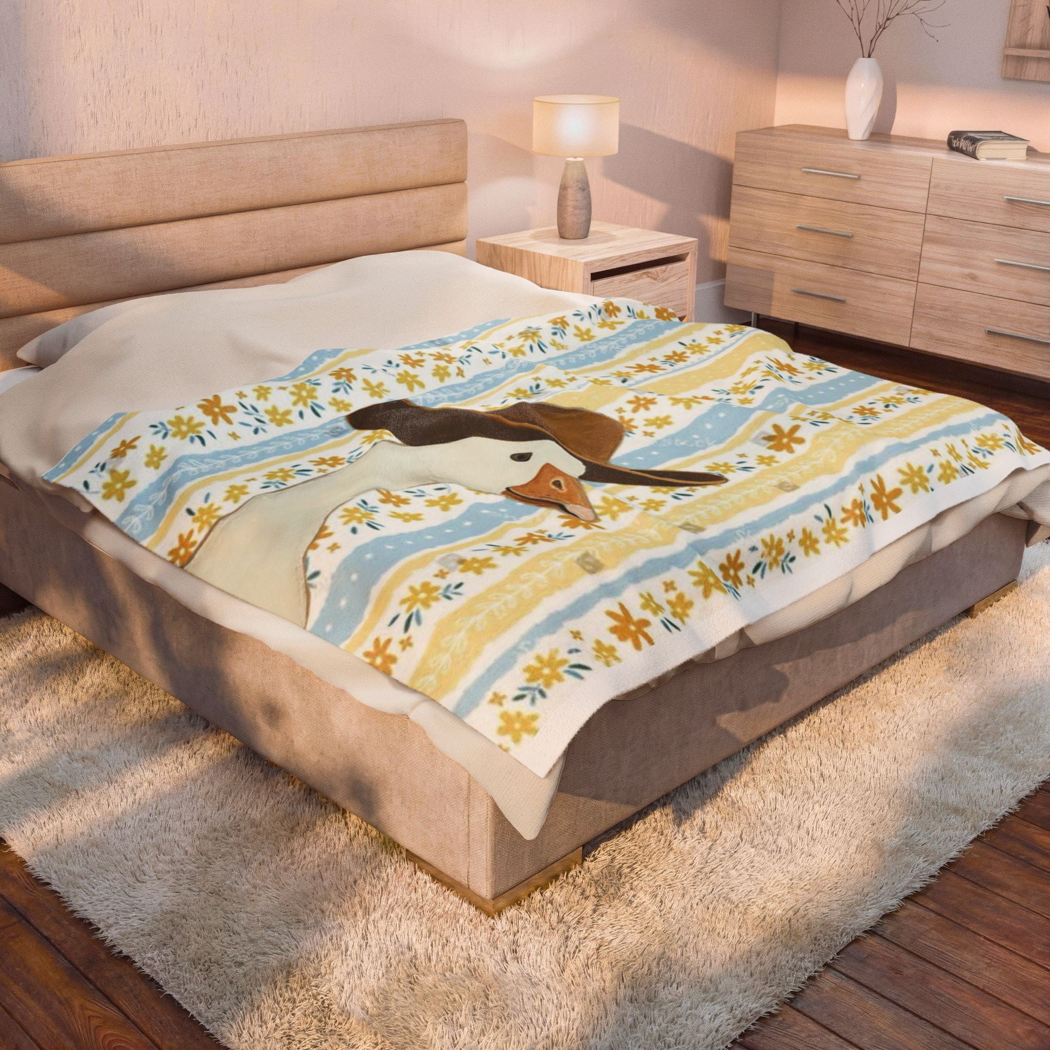 Cowboy Goose Velveteen Plush Blanket – Cute Farm Animal Throw for Nursery & Cozy Home Decor