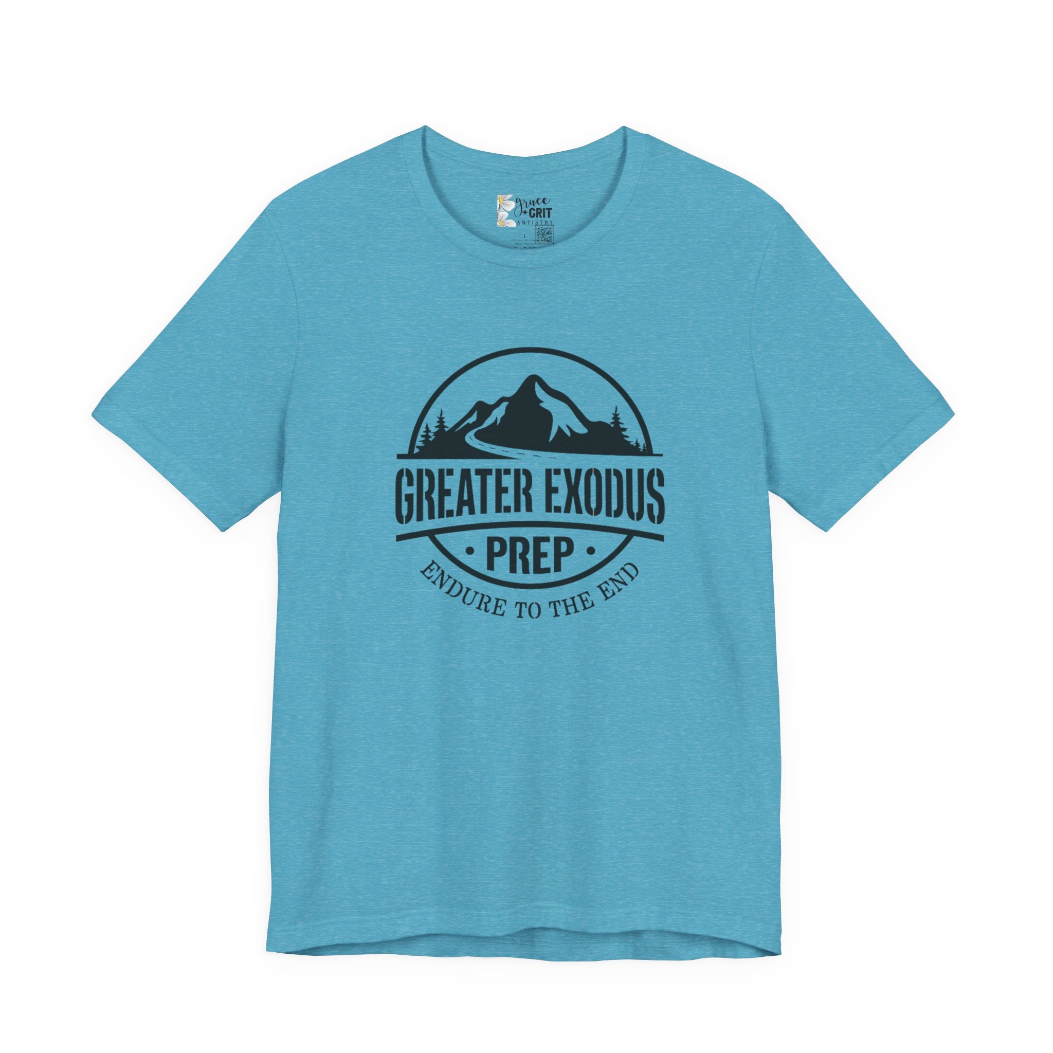 Greater Exodus Prep T-Shirt — Mountain Logo “Endure to the End” Adventure Tee