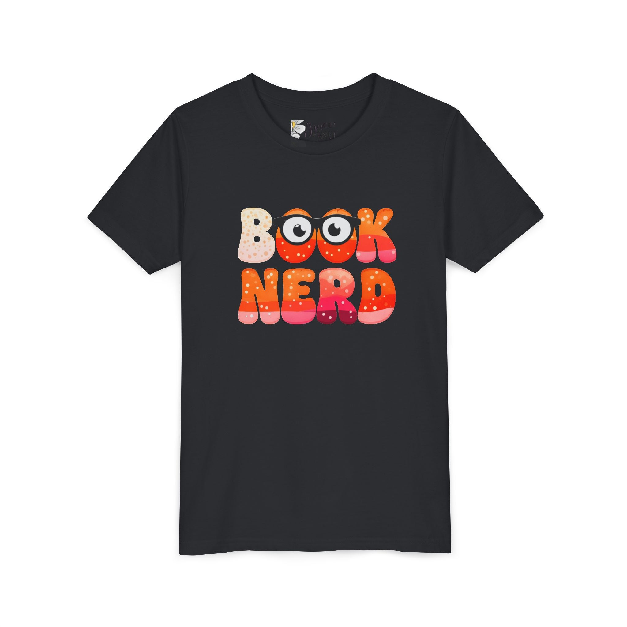Book Nerd Youth Tee | Cute Retro Bubble Letters with Glasses