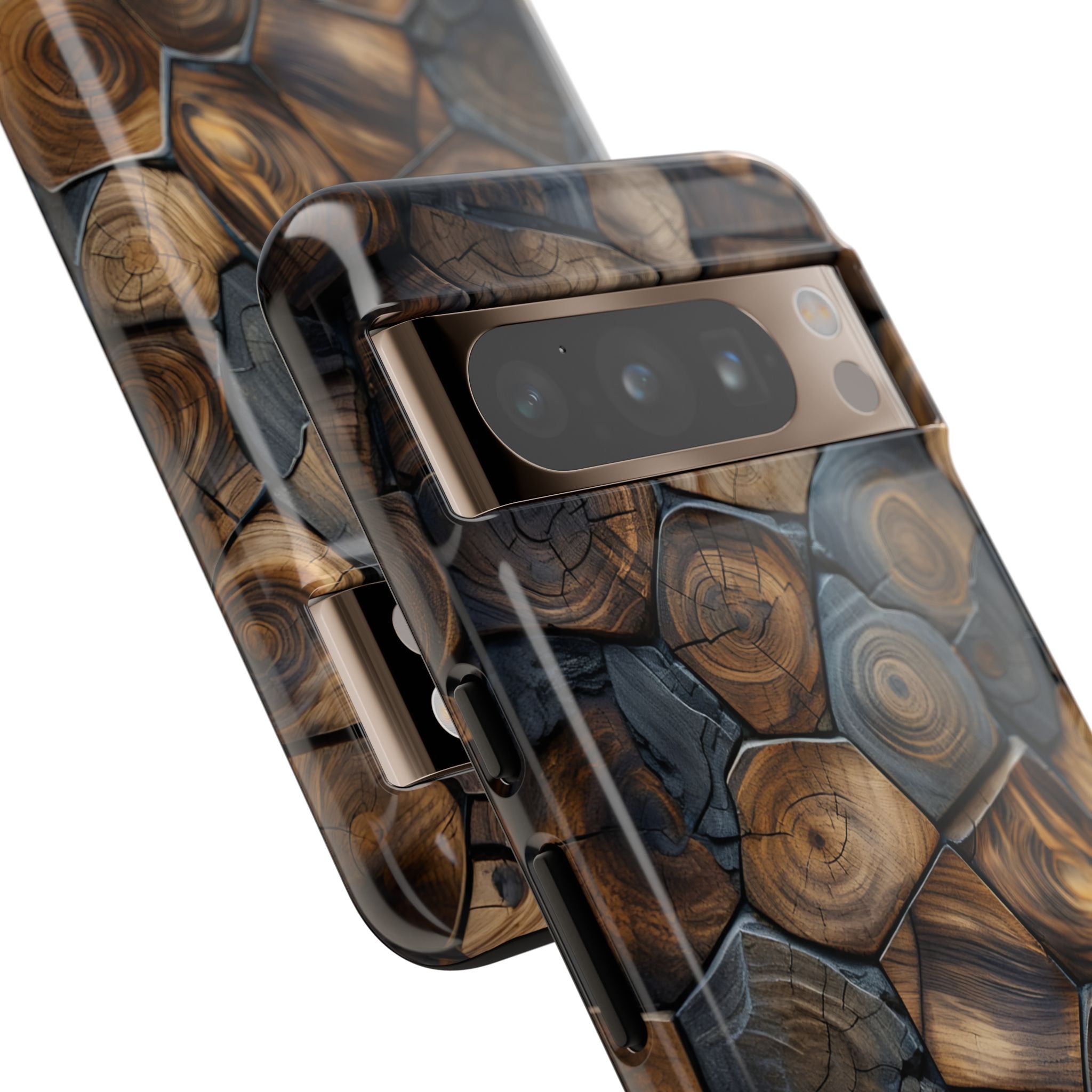 Wood Grain Hex Phone Case — Rustic Geometric iPhone Protection