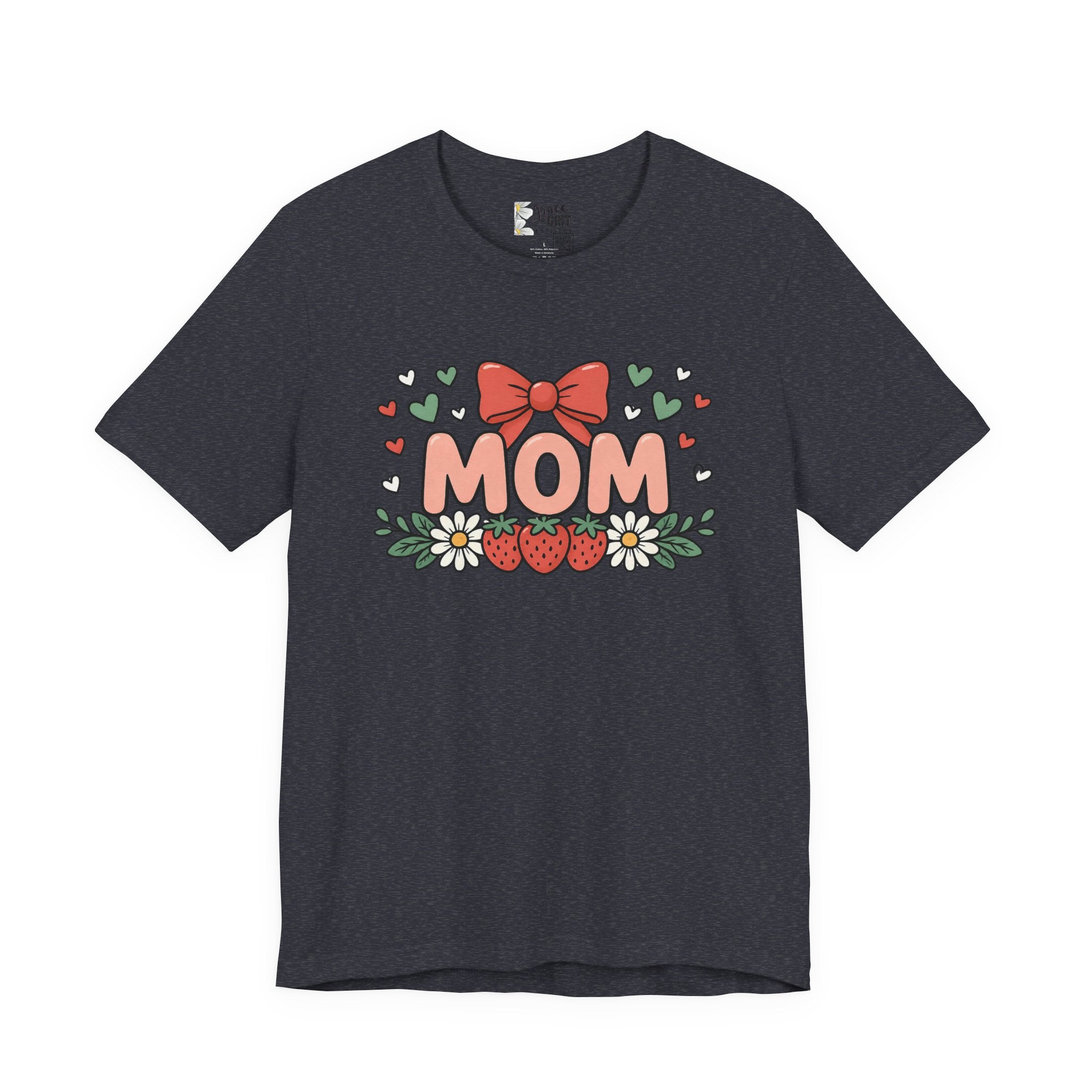 Mom Floral Bow T‑Shirt — Cute Strawberry & Daisy Mother's Day Tee