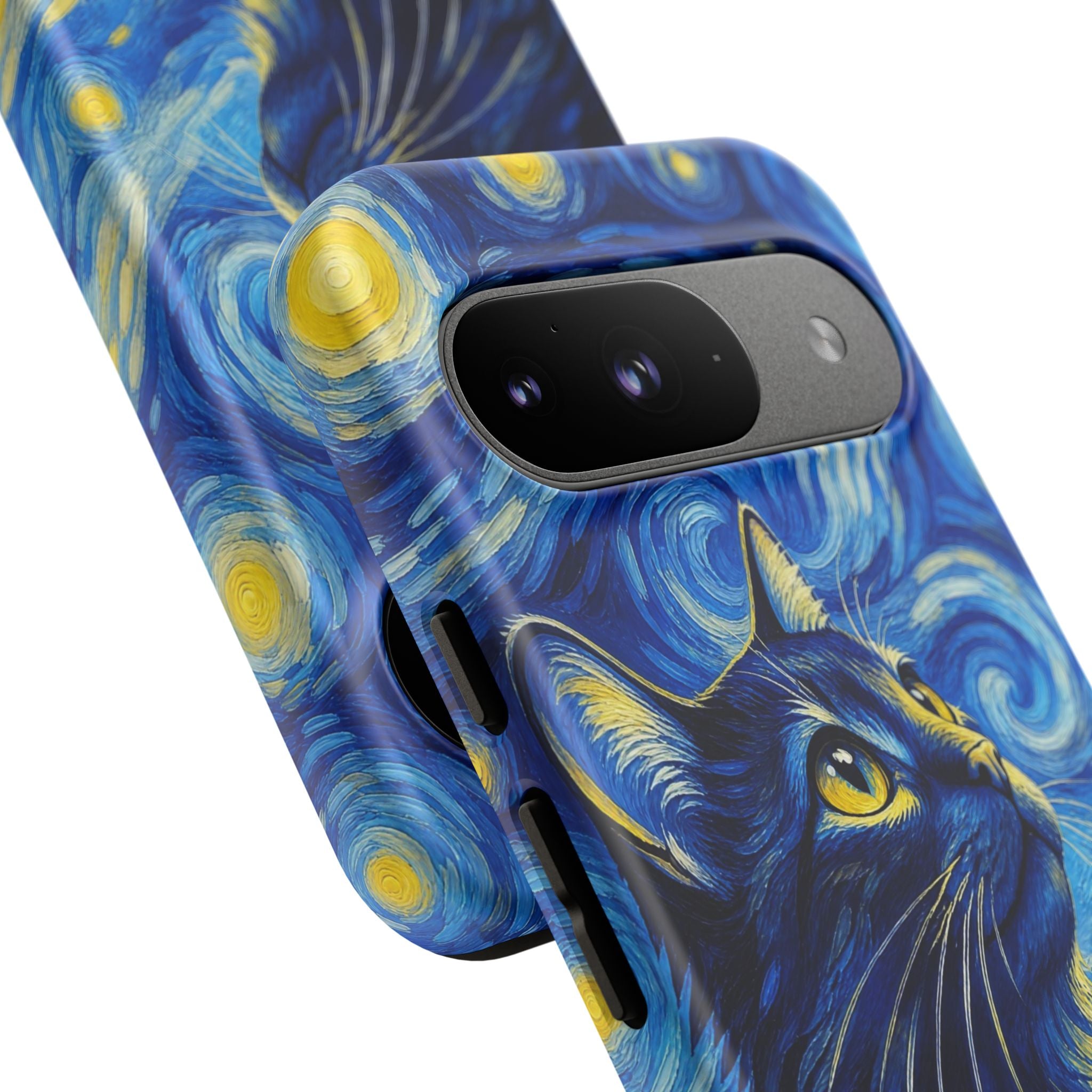 Starry Night Cat Phone Case — Van GoghStyle Blue Galaxy iPhone Cover