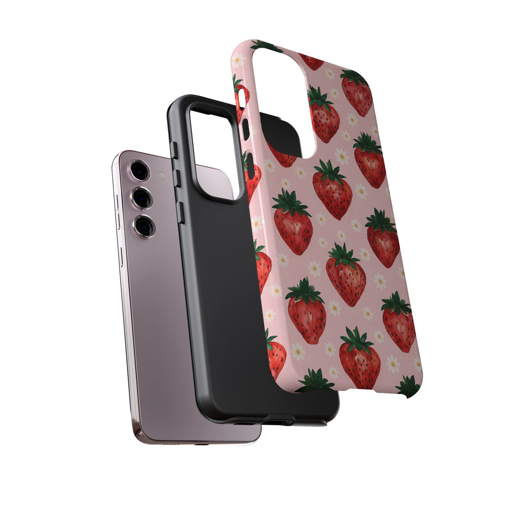 Strawberry Pattern Tough Case — Cute Pink Fruit Phone Case