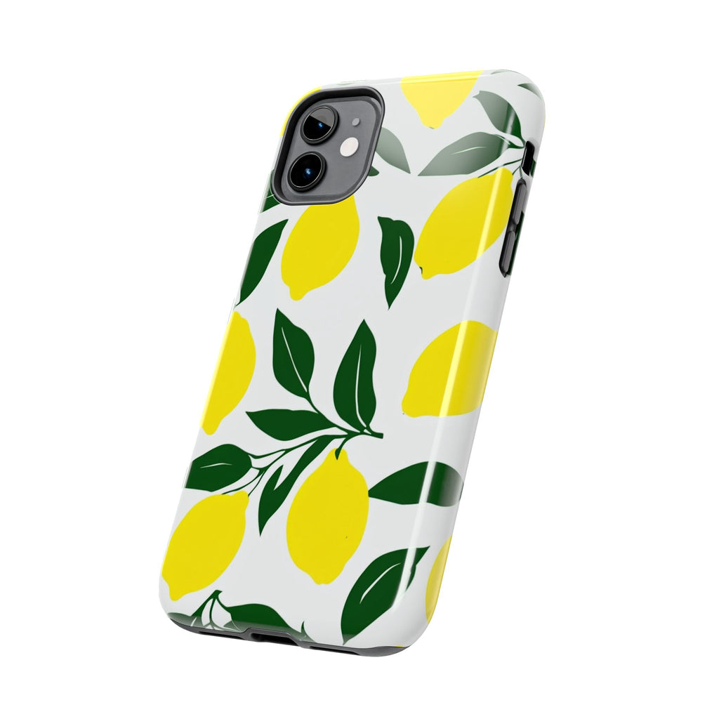 Lemon Pattern Tough Phone Case — Bright Citrus Protective Phone Cover