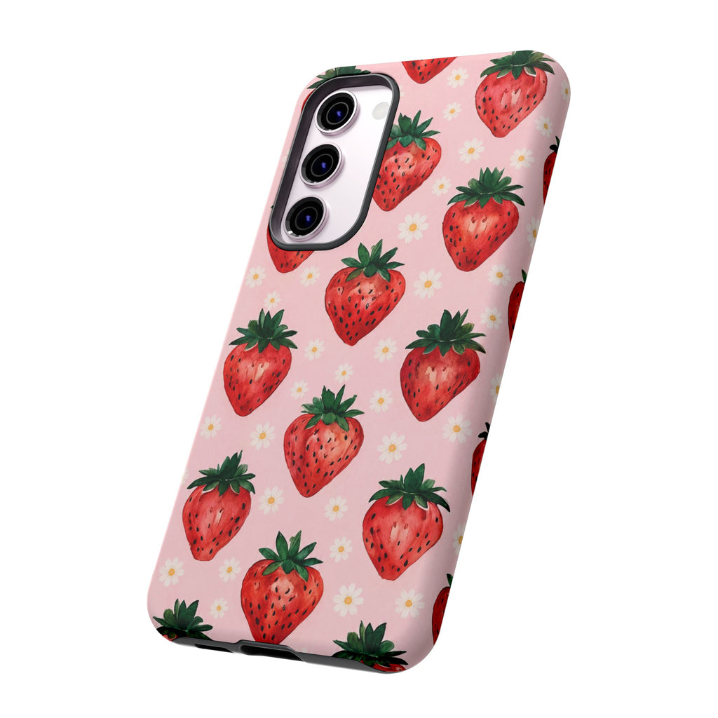 Strawberry Pattern Tough Case — Cute Pink Fruit Phone Case