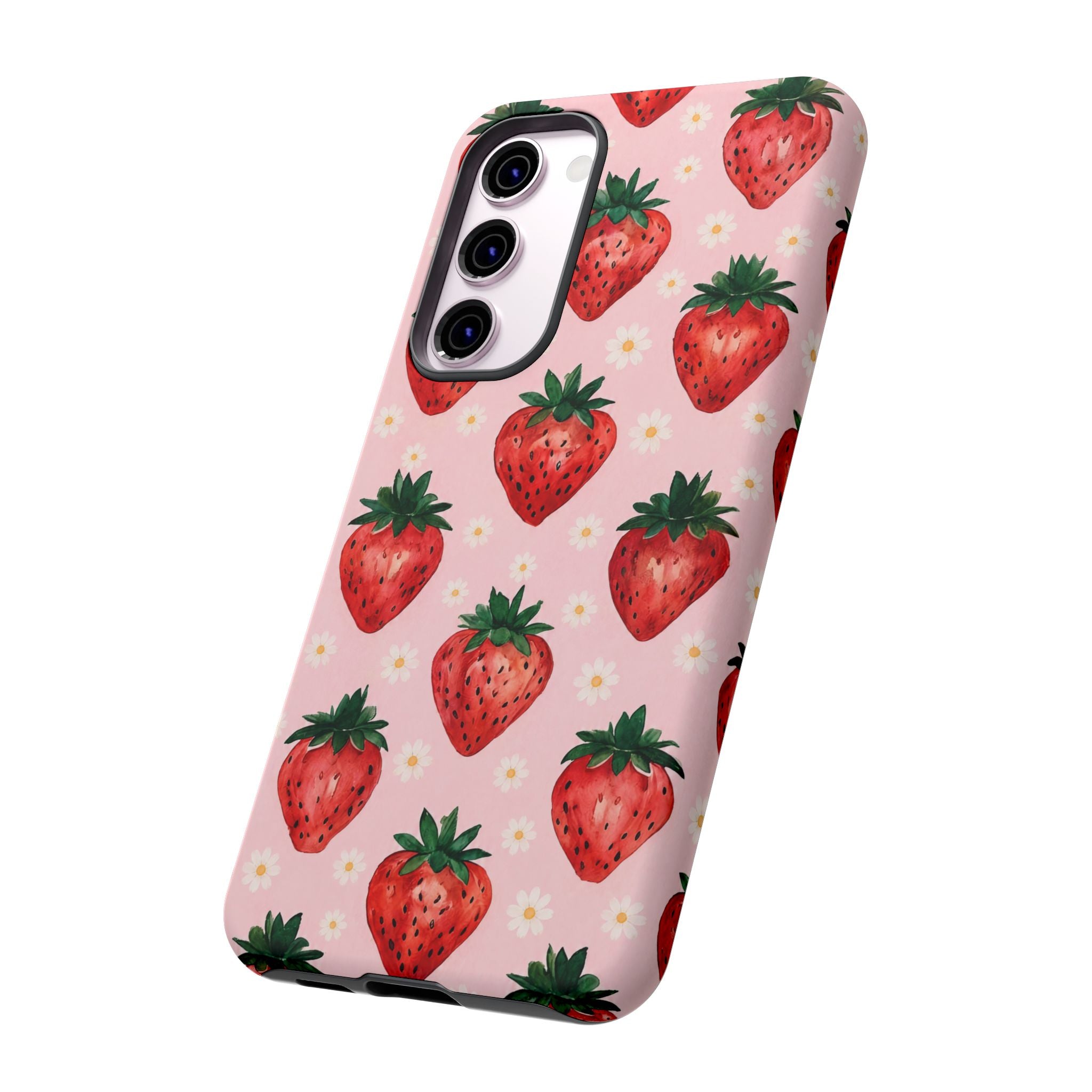 Strawberry Pattern Tough Case — Cute Pink Fruit Phone Case