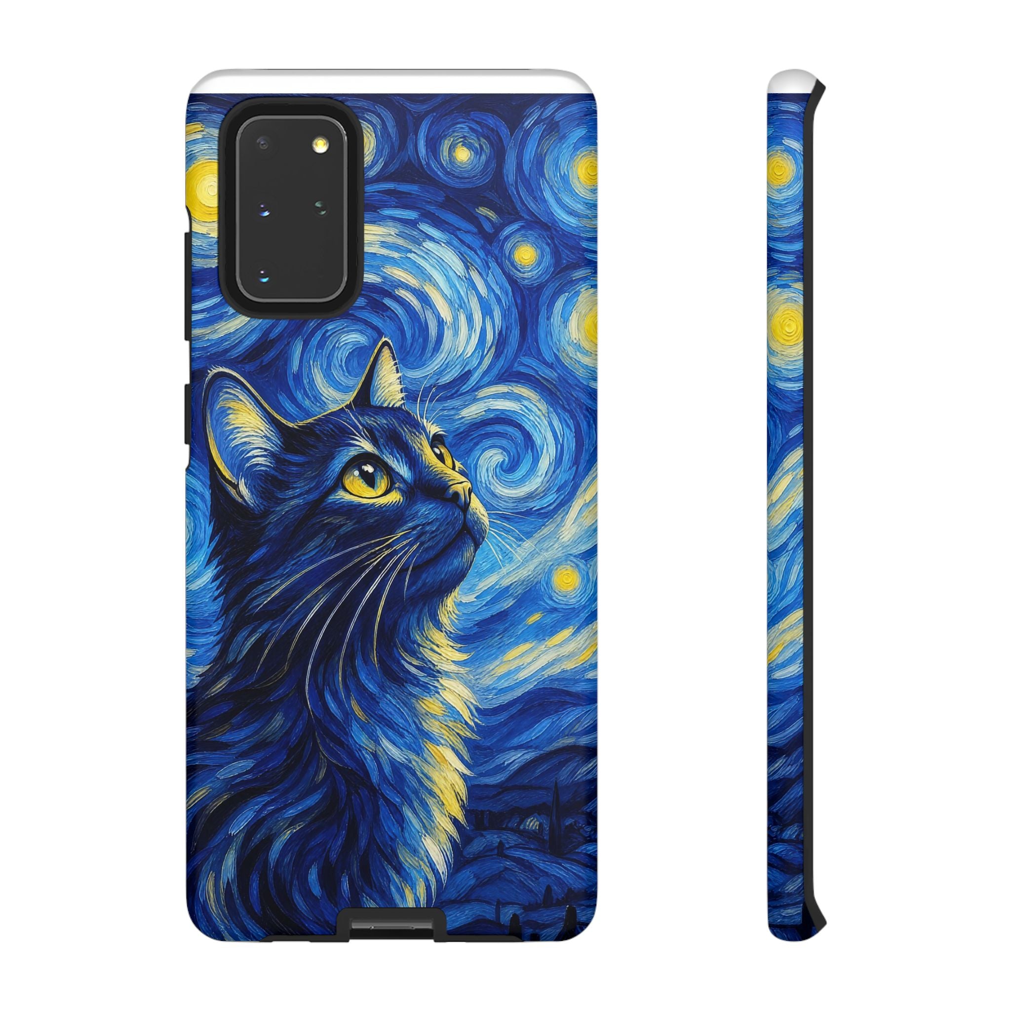 Starry Night Cat Phone Case — Van GoghStyle Blue Galaxy iPhone Cover