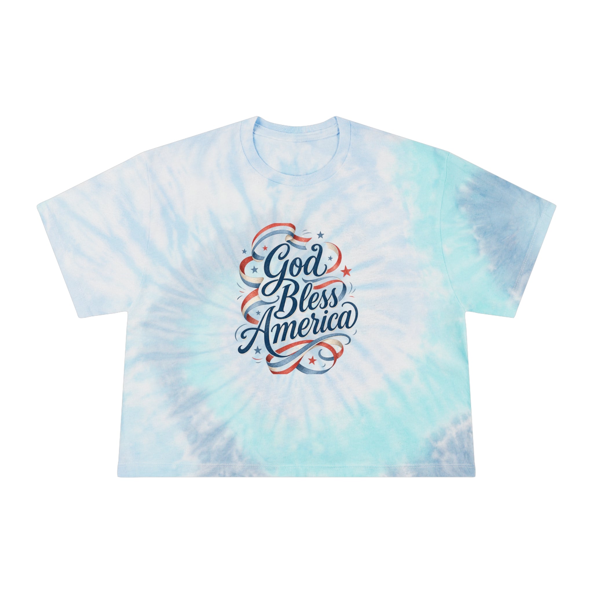 God Bless America Tie-Dye Crop Tee — Women's Patriotic Summer Top