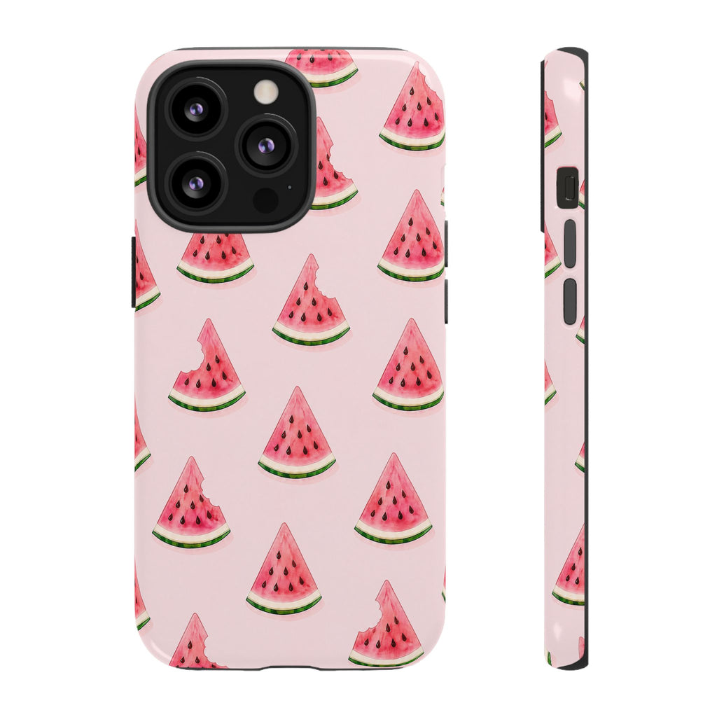 Watermelon Pattern Tough Phone Case — Pink Fruit Slice Protective Case