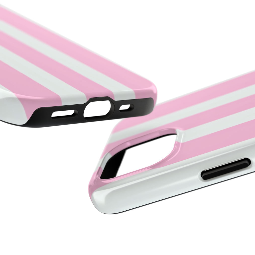Pink & White Stripe Tough Phone Case — Protective Stripe iPhone Cover