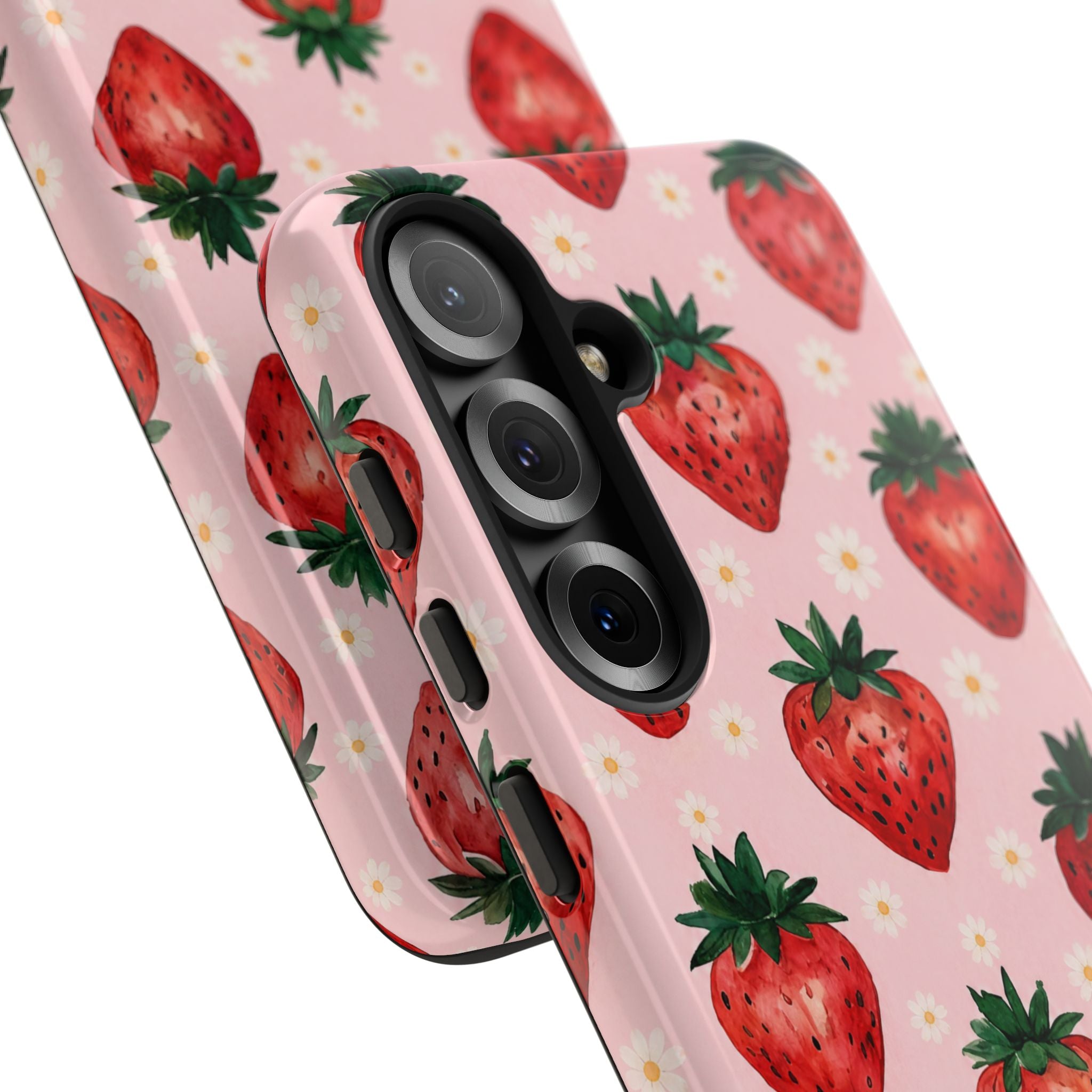 Strawberry Pattern Tough Case — Cute Pink Fruit Phone Case