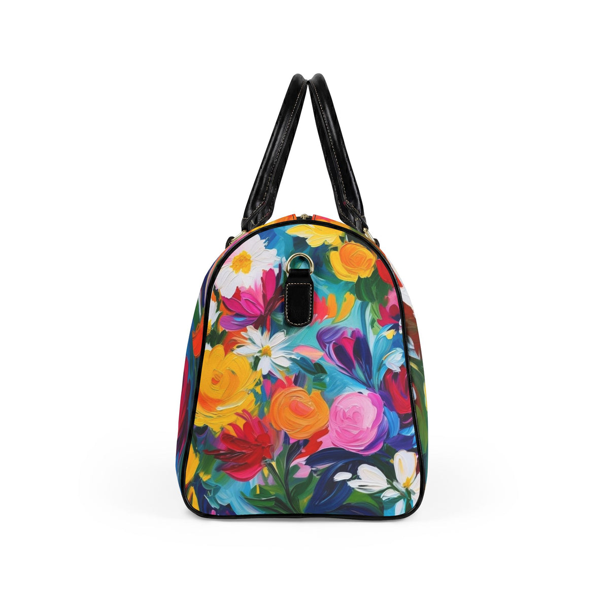 Colorful Floral Faux Leather Travel Bag