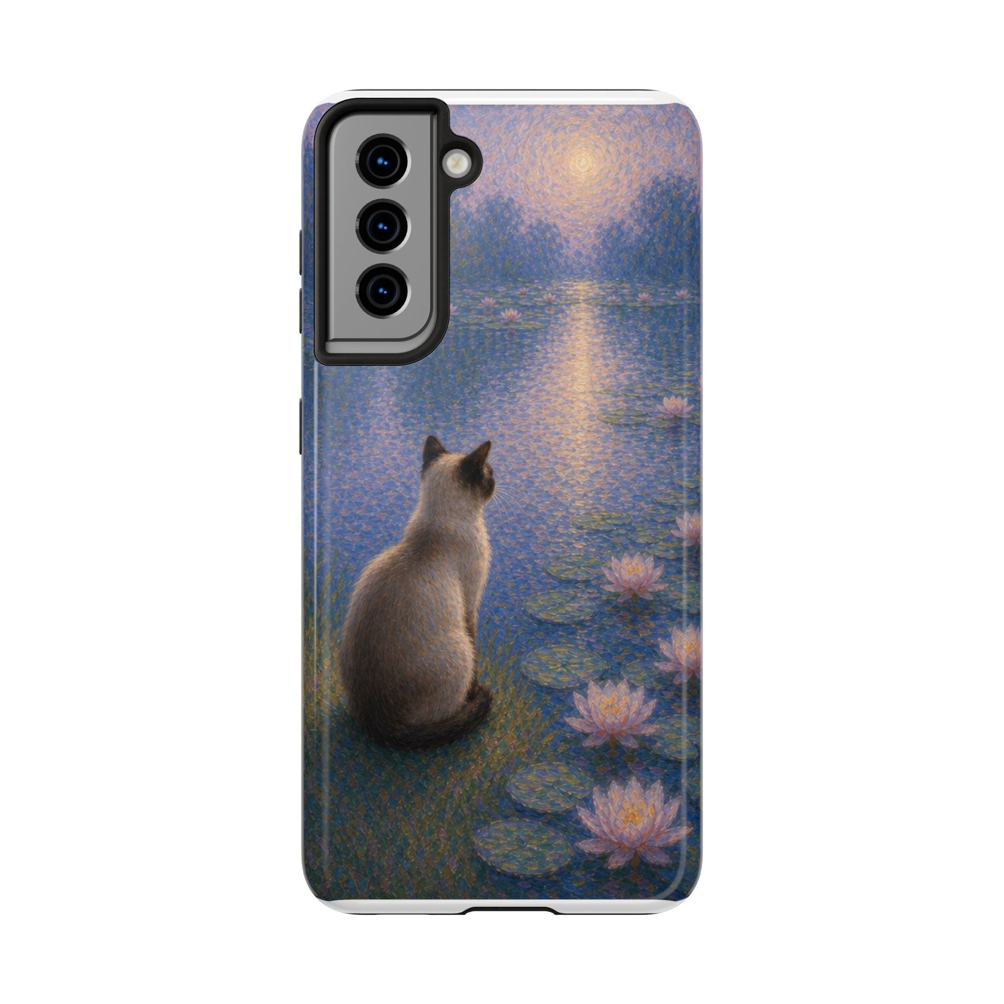 Siamese Cat by Moonlight Tough Phone Case – Waterlily Dream Protective Cover