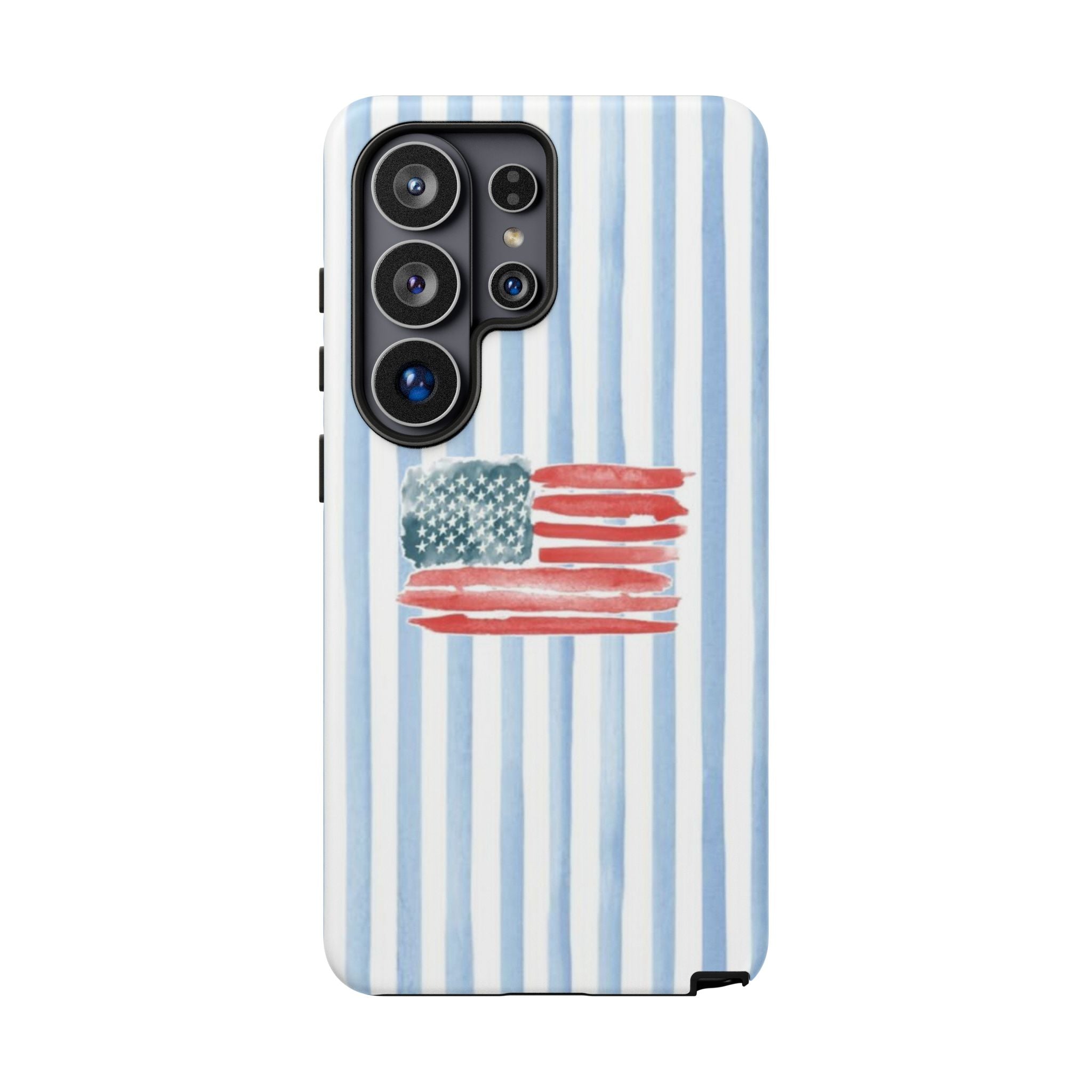 American Flag Watercolor Phone Case - Blue Stripe Tough Case