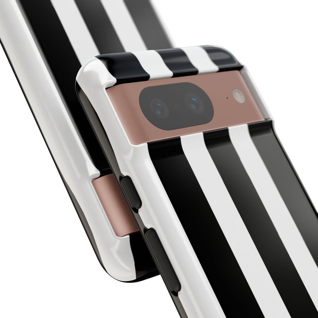 Black & White Vertical Stripe Phone Case — Tough Protective iPhone Cover