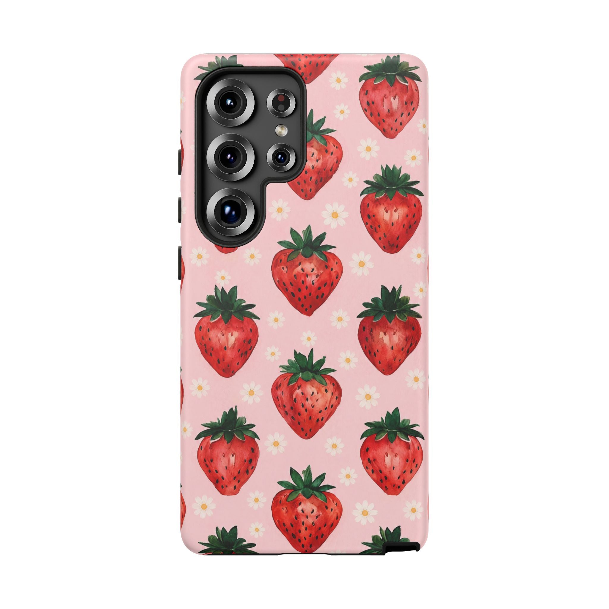 Strawberry Pattern Tough Case — Cute Pink Fruit Phone Case