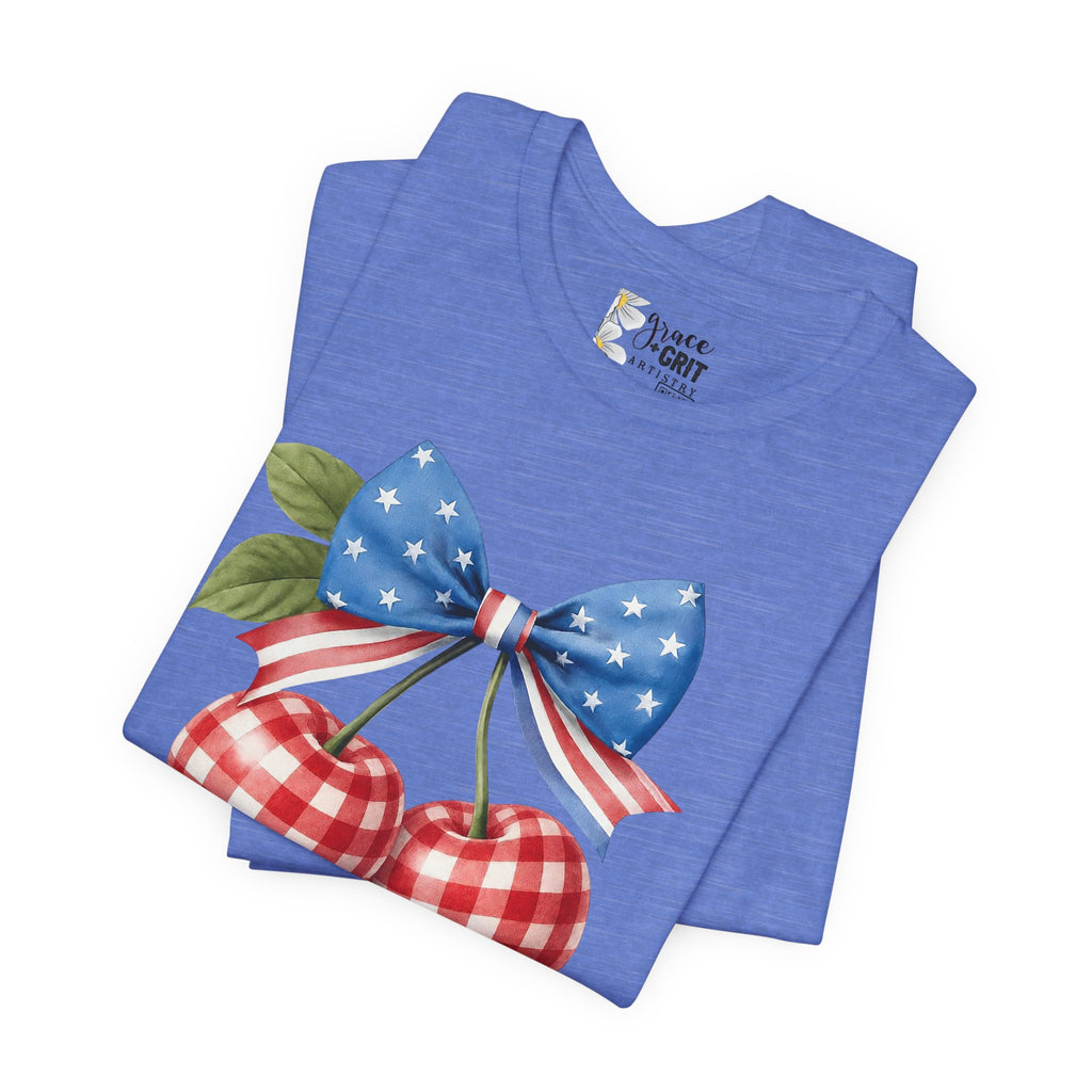 Independence Day Cherry Tee — Patriotic Bow 'Happy Independence Day' T-Shirt