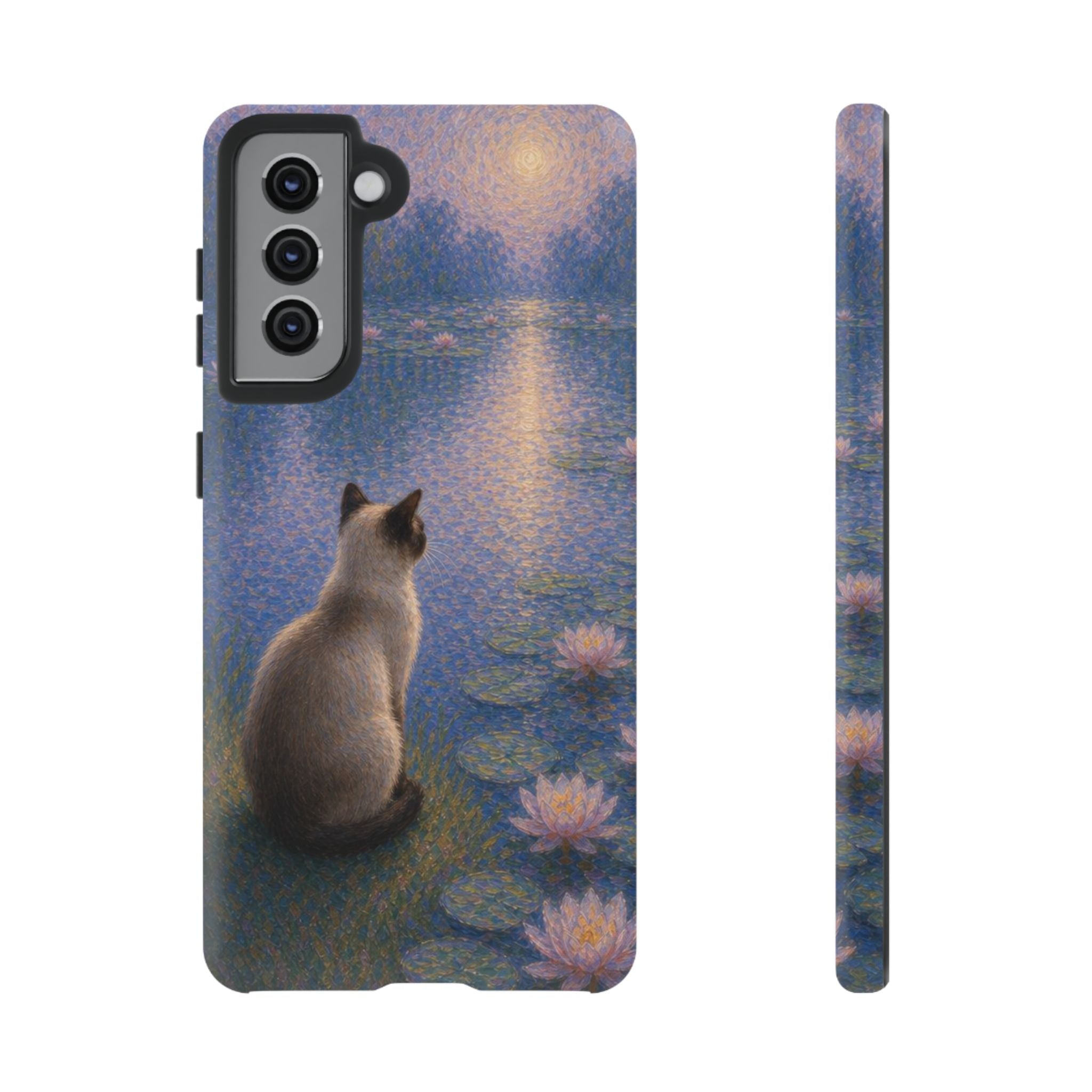 Cat Moonlight Phone Case — Serene Siamese by Lily Pond
