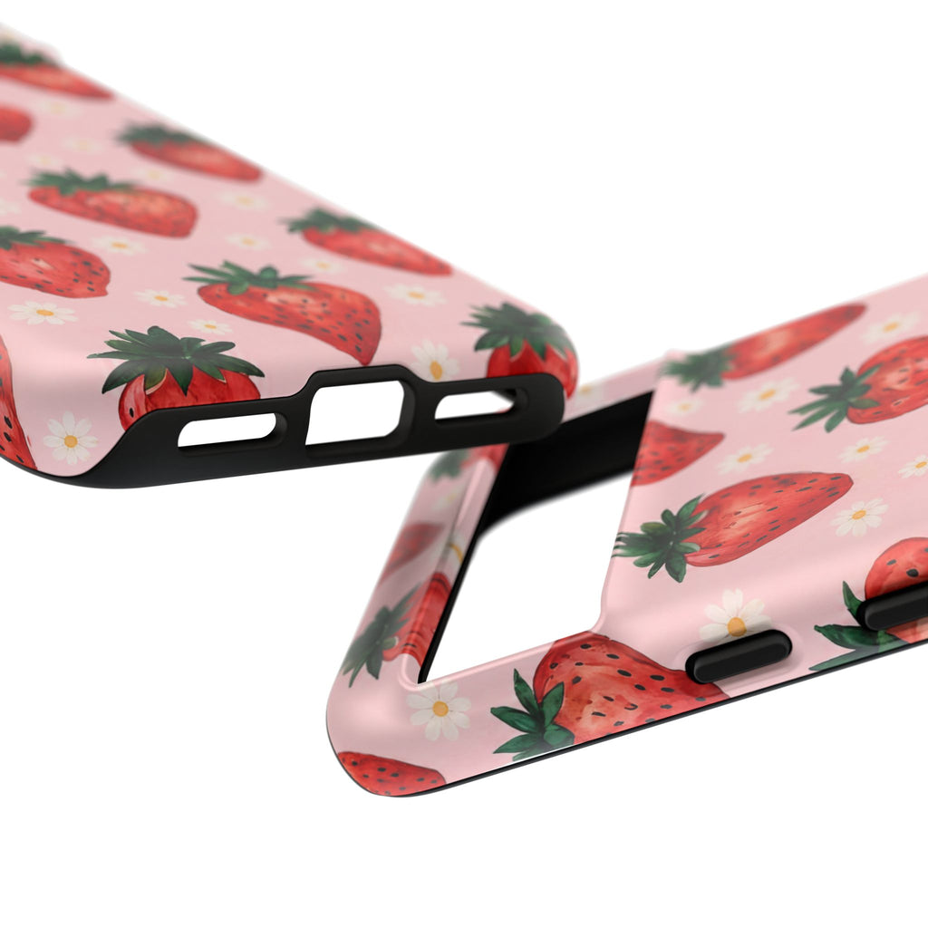 Strawberry Pattern Tough Case — Cute Pink Fruit Phone Case