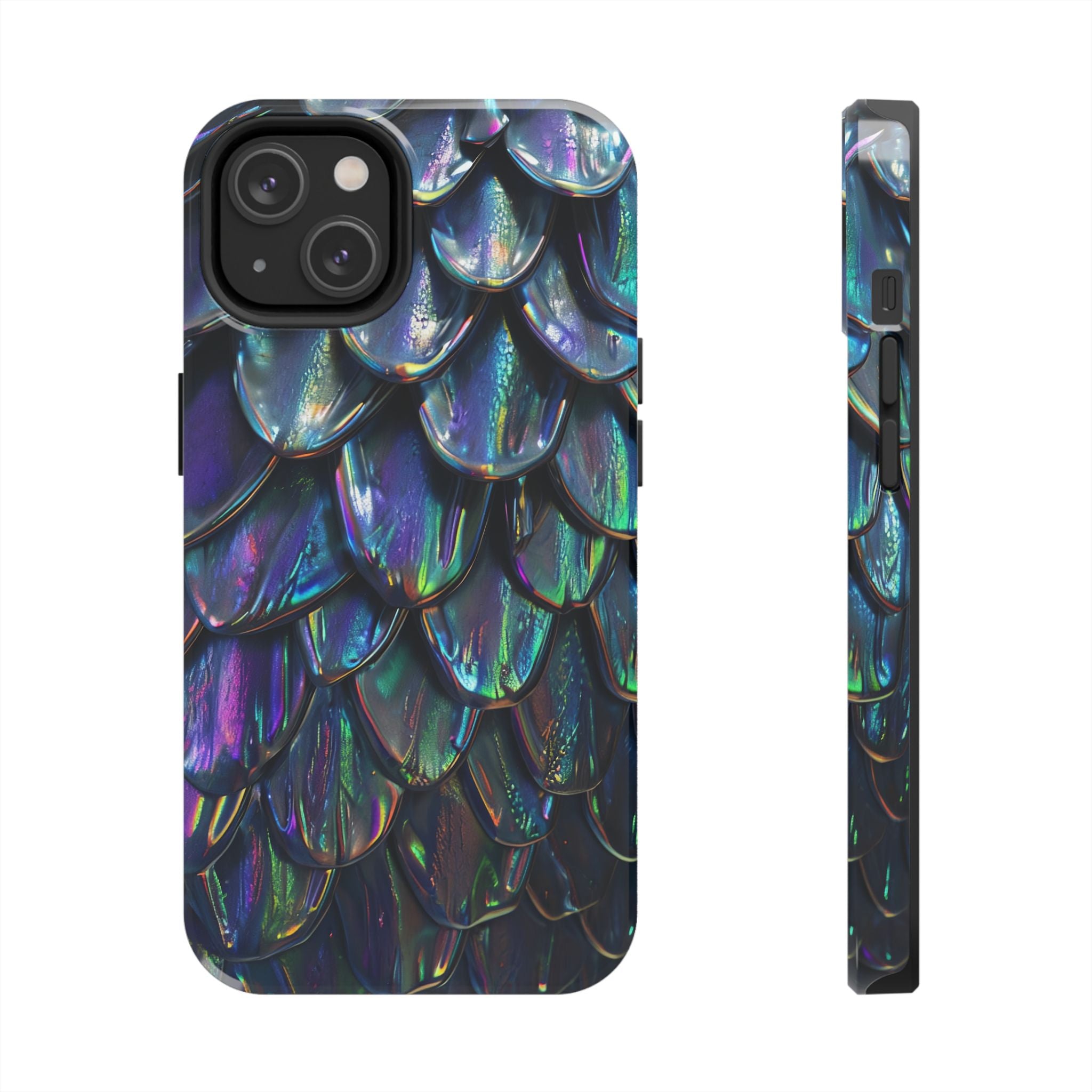 Holographic Mermaid Scale Tough Phone Case — Iridescent Protective Phone Cover